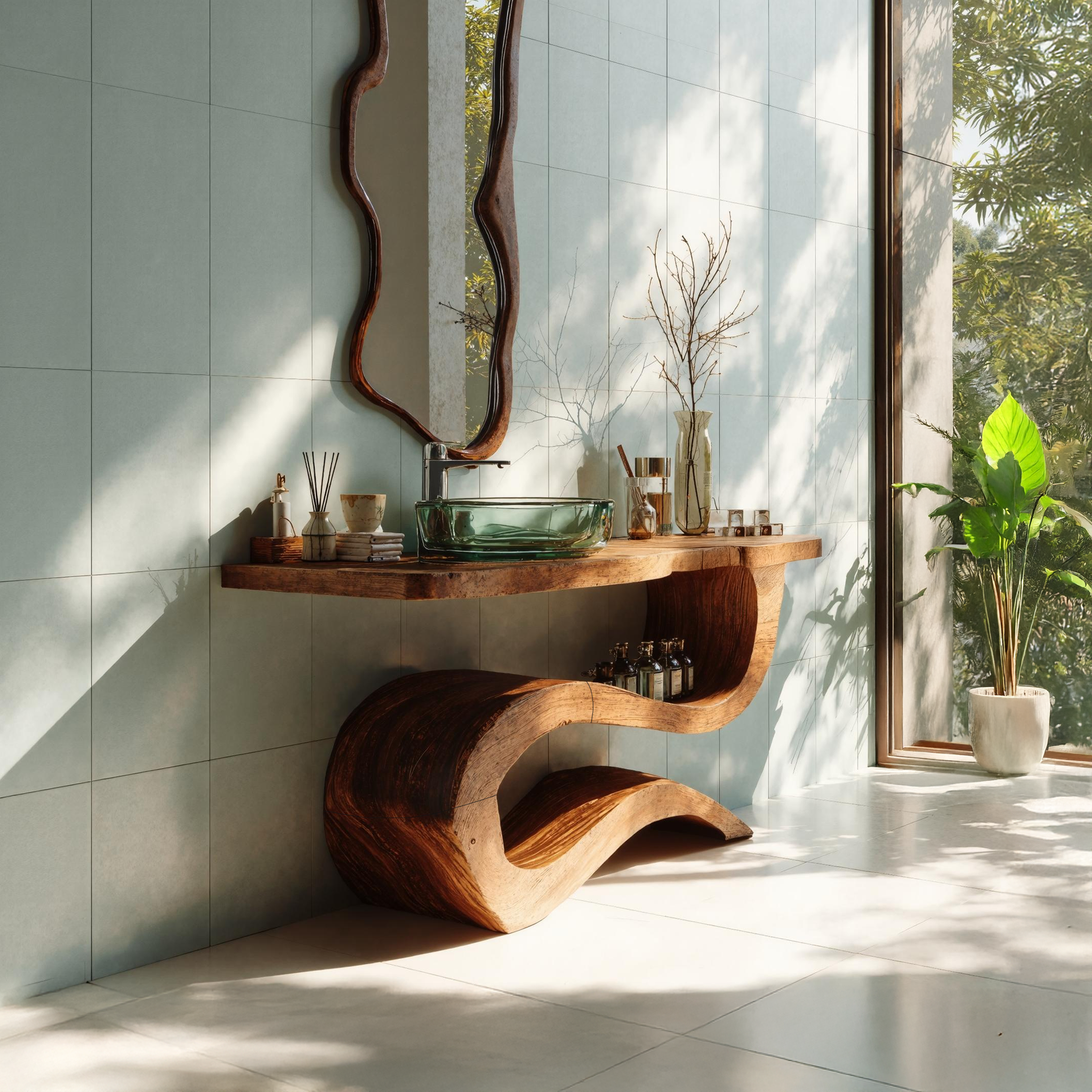 Mid Century Wood Vanity For Contemporary Bathroom Look SILDTTRBRV016