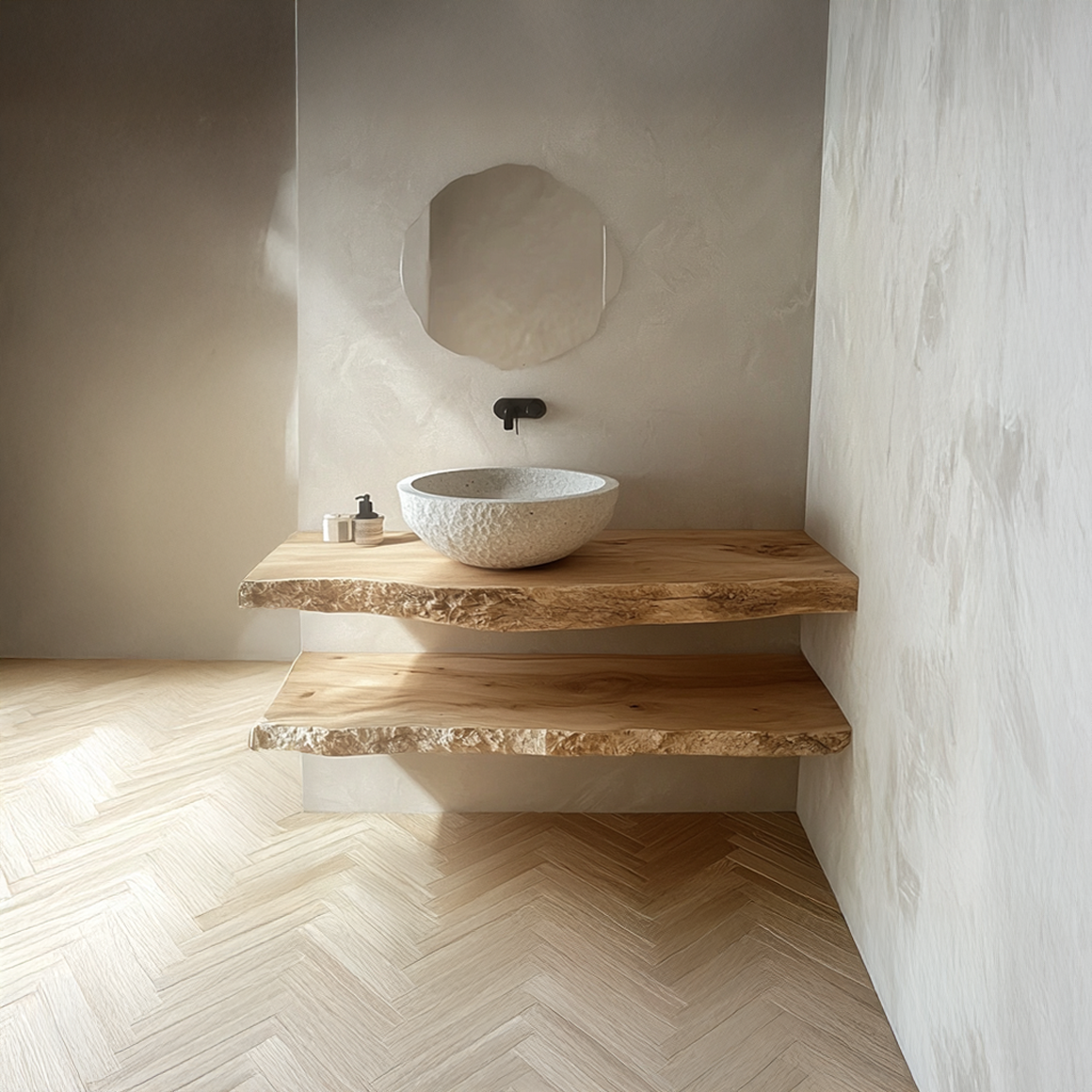 Midcentury Floating Shelf Double Vanity Bathroom SINLSABRV177