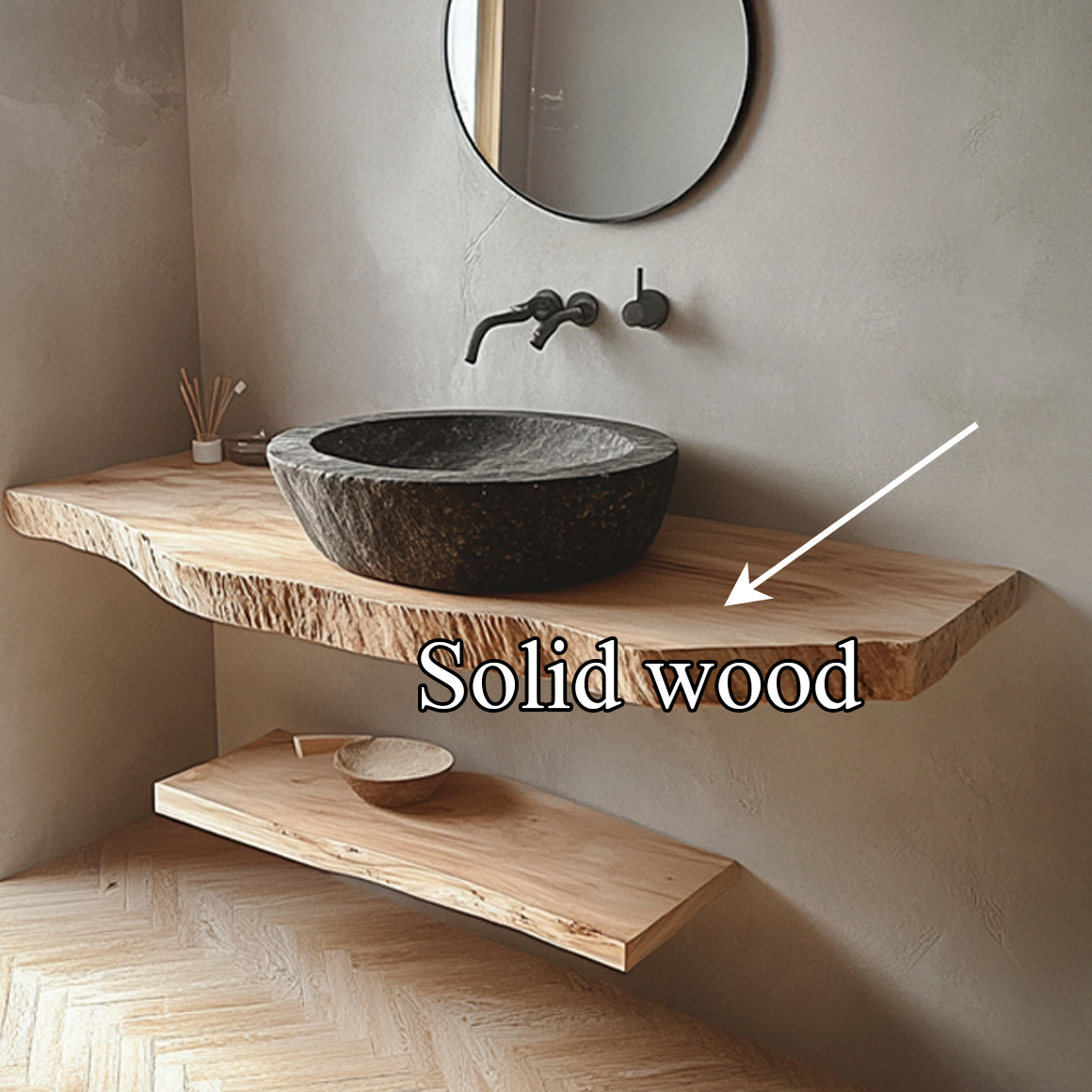 Midcentury Floating Shelf Double Vanity Washroom SINLSABRV174