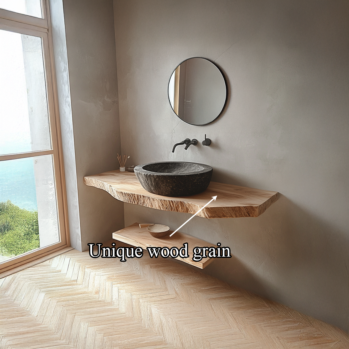 Midcentury Floating Shelf Double Vanity Washroom SINLSABRV174