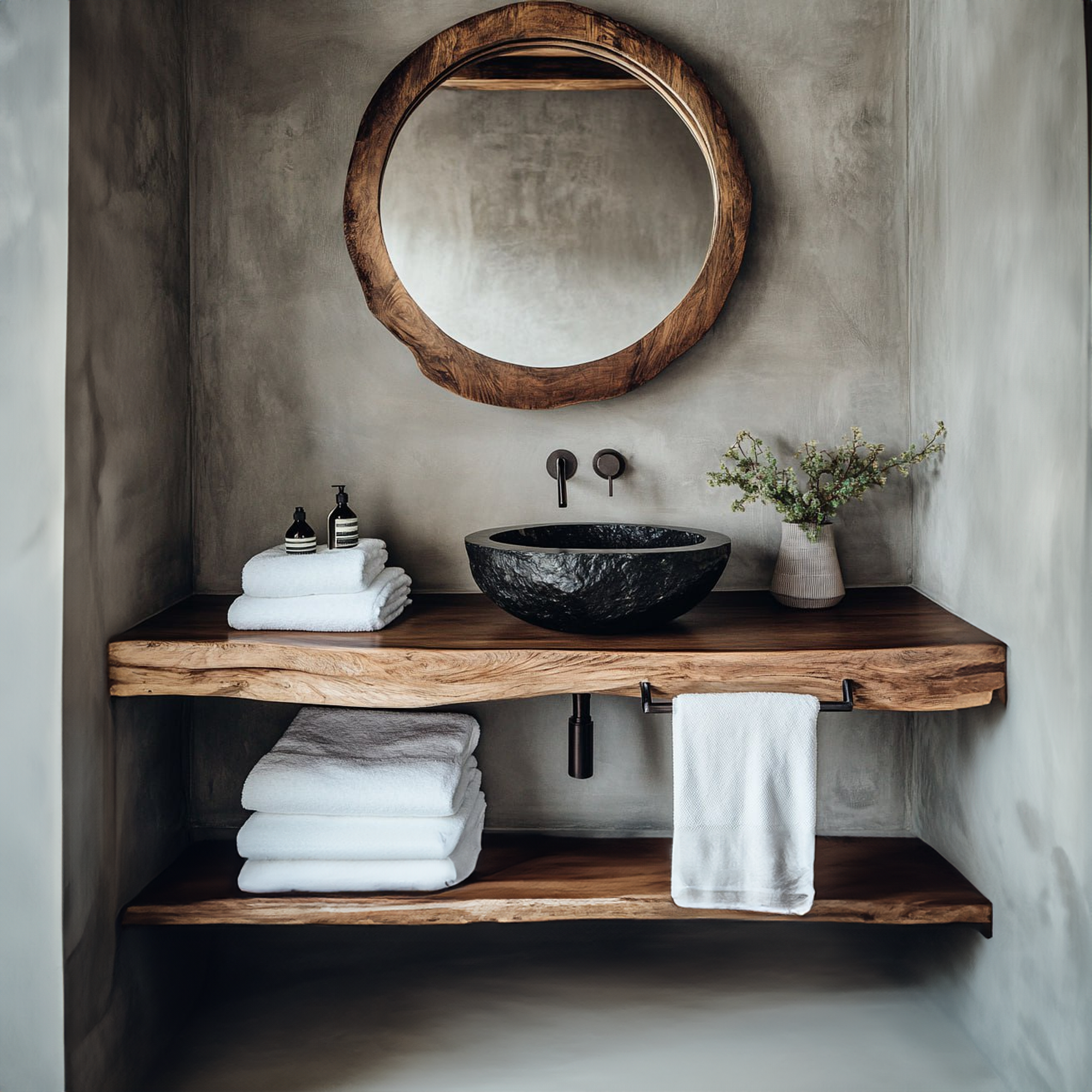 Midcentury Floating Shelf Farmhouse Bathroom SINLBRV118