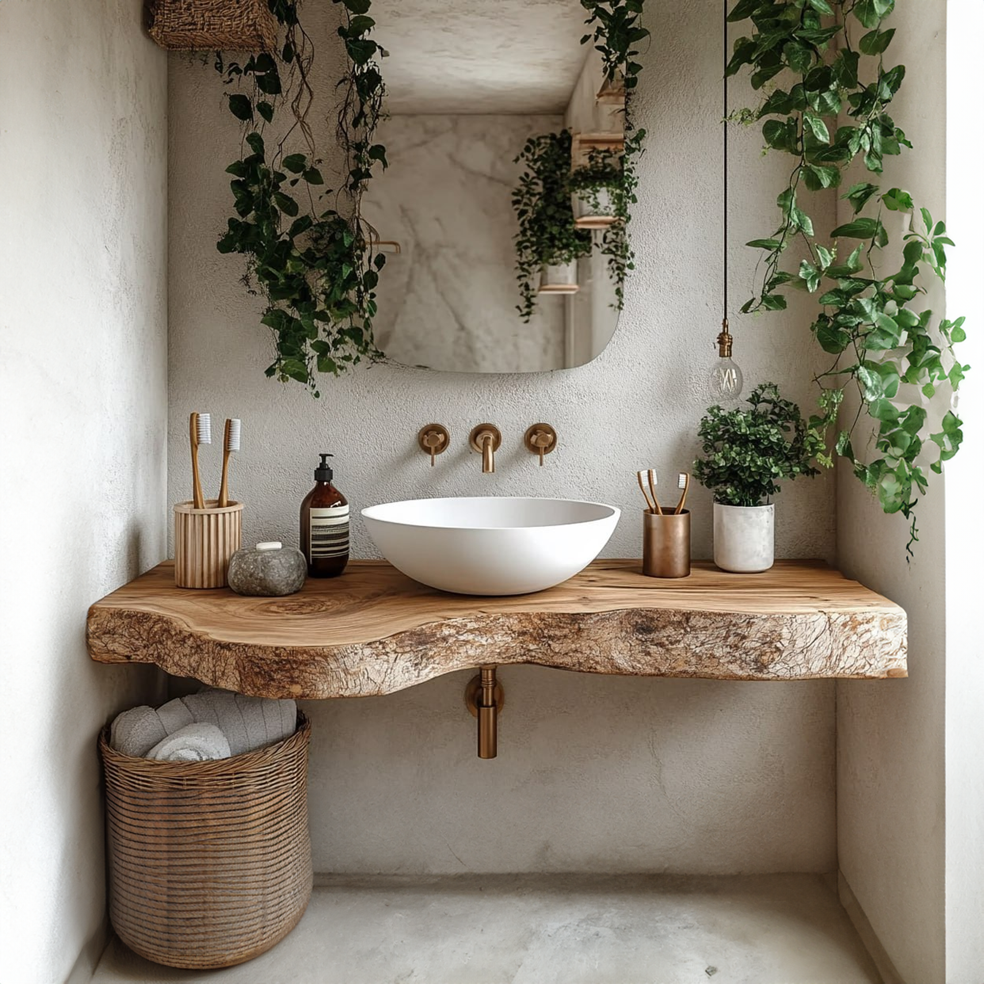 Midcentury Floating Shelf Handmade Vanity Bathroom SINLBRV108