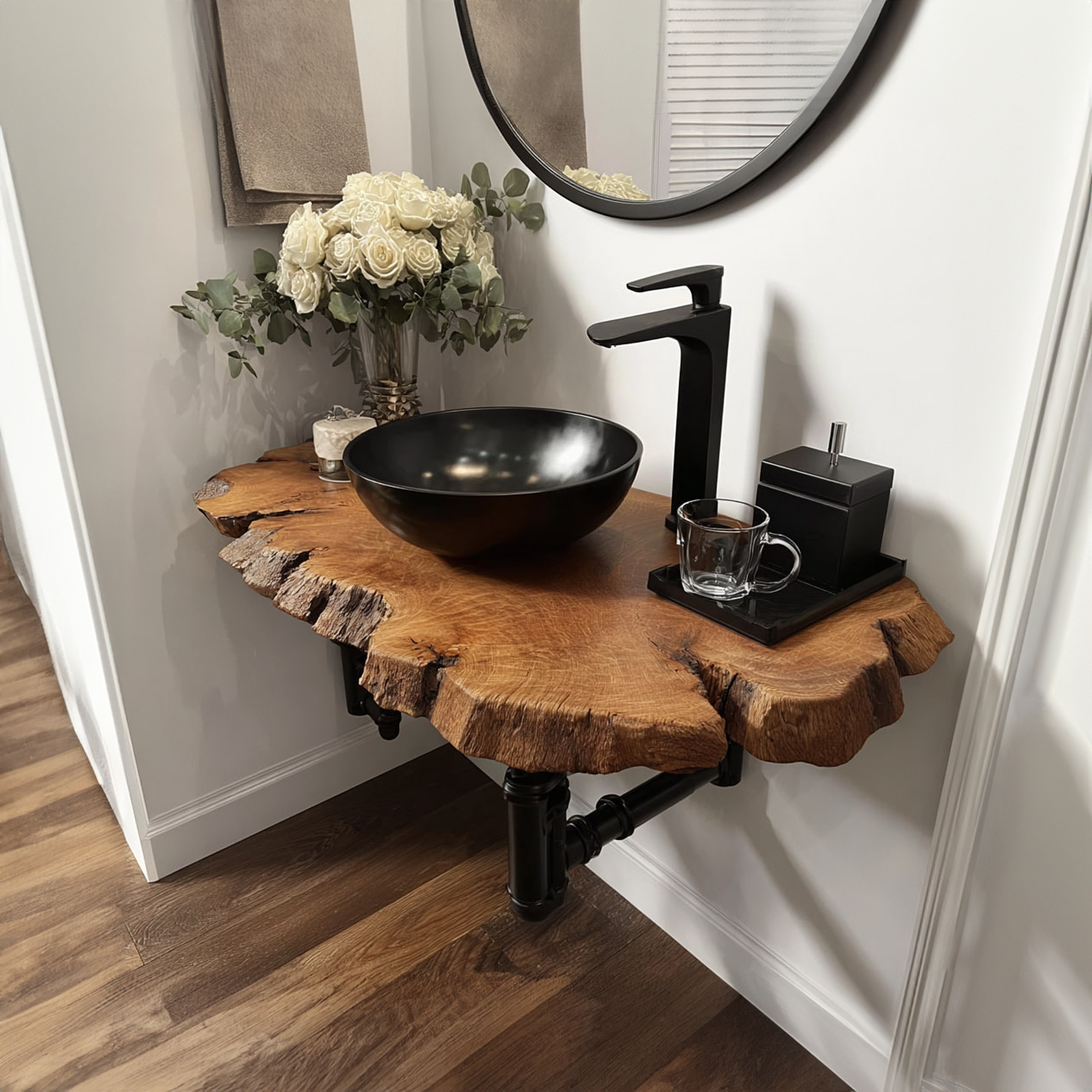 Midcentury Floating Shelf Narrow Vanity Washroom SINLKIBRV147