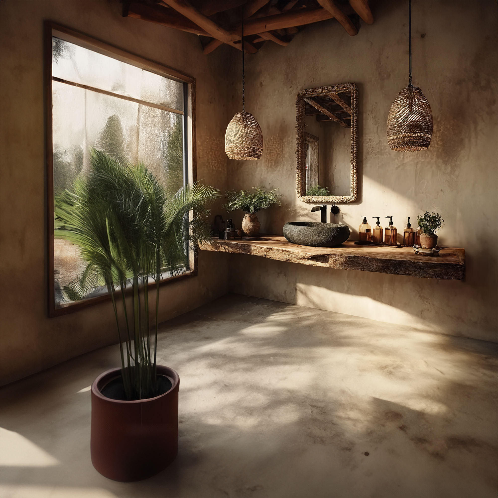 Midcentury Floating Shelf Natural Edge Bathroom SINLKIBRV157