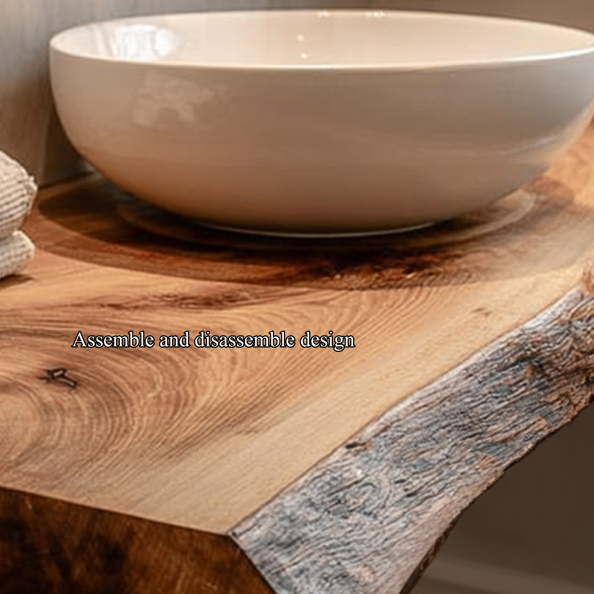 Midcentury Floating Shelf Natural Edge Bathroom SINLKIBRV167