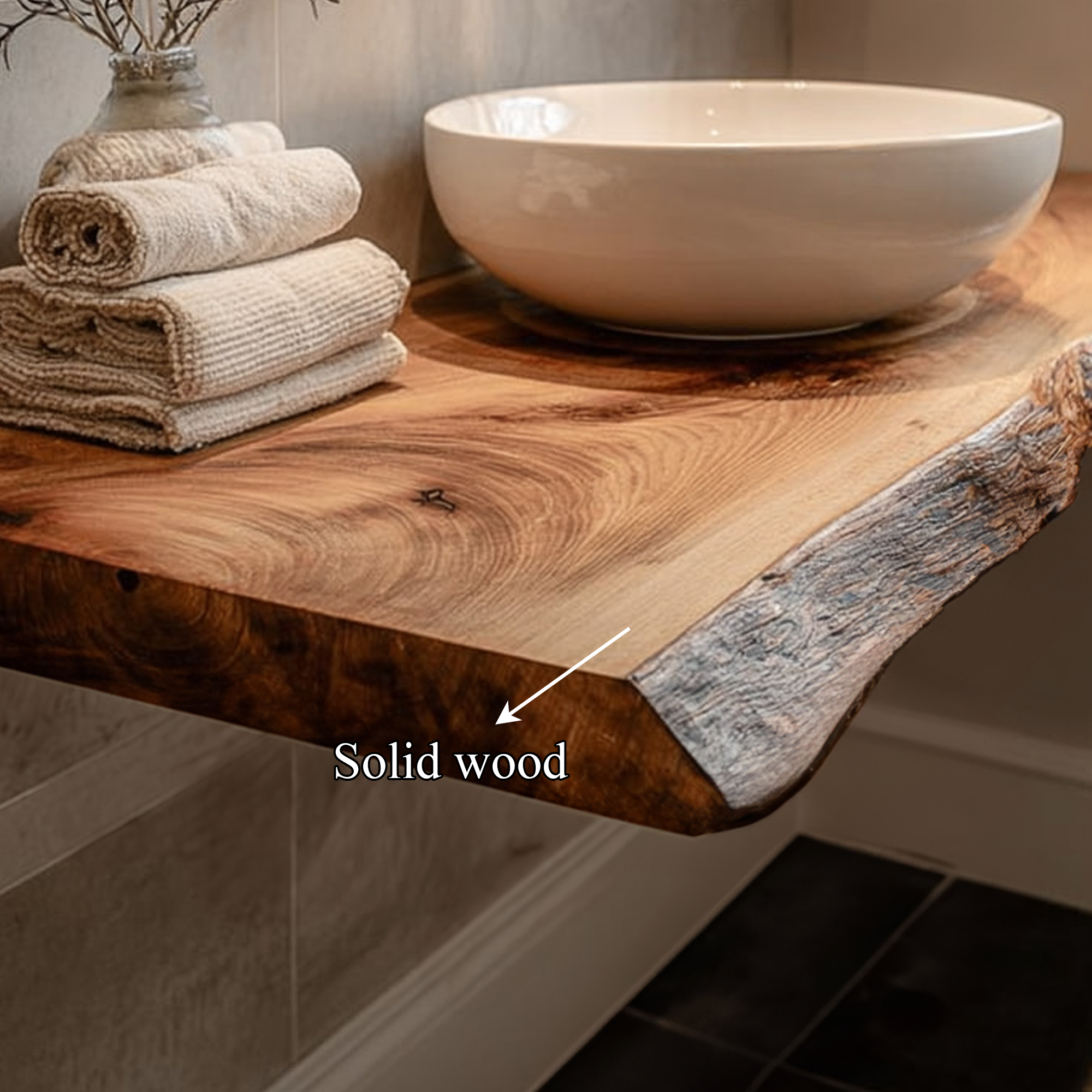 Midcentury Floating Shelf Natural Edge Bathroom SINLKIBRV167