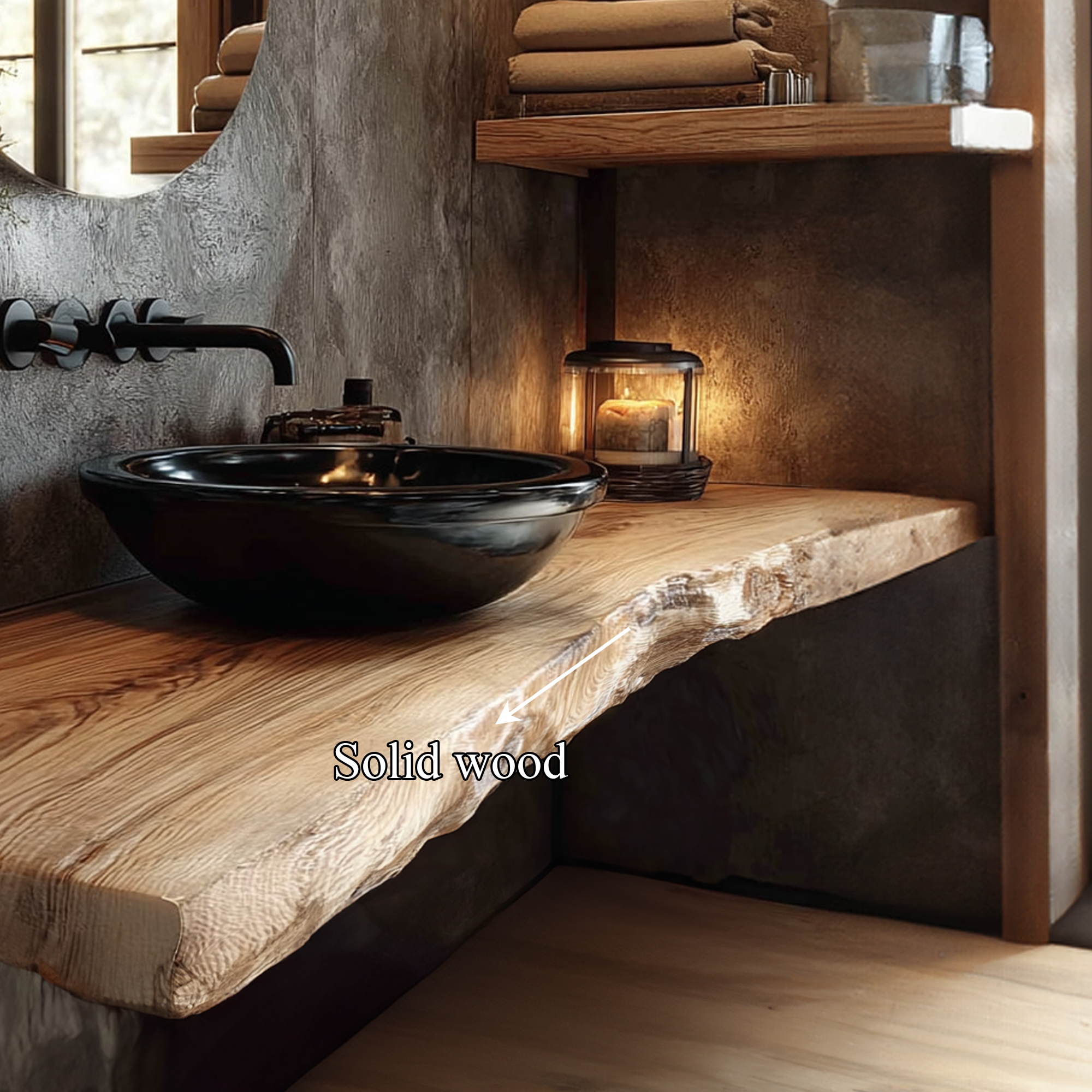 Midcentury Floating Shelf Natural Edge Vanity Bathroom SINLKIBRV161