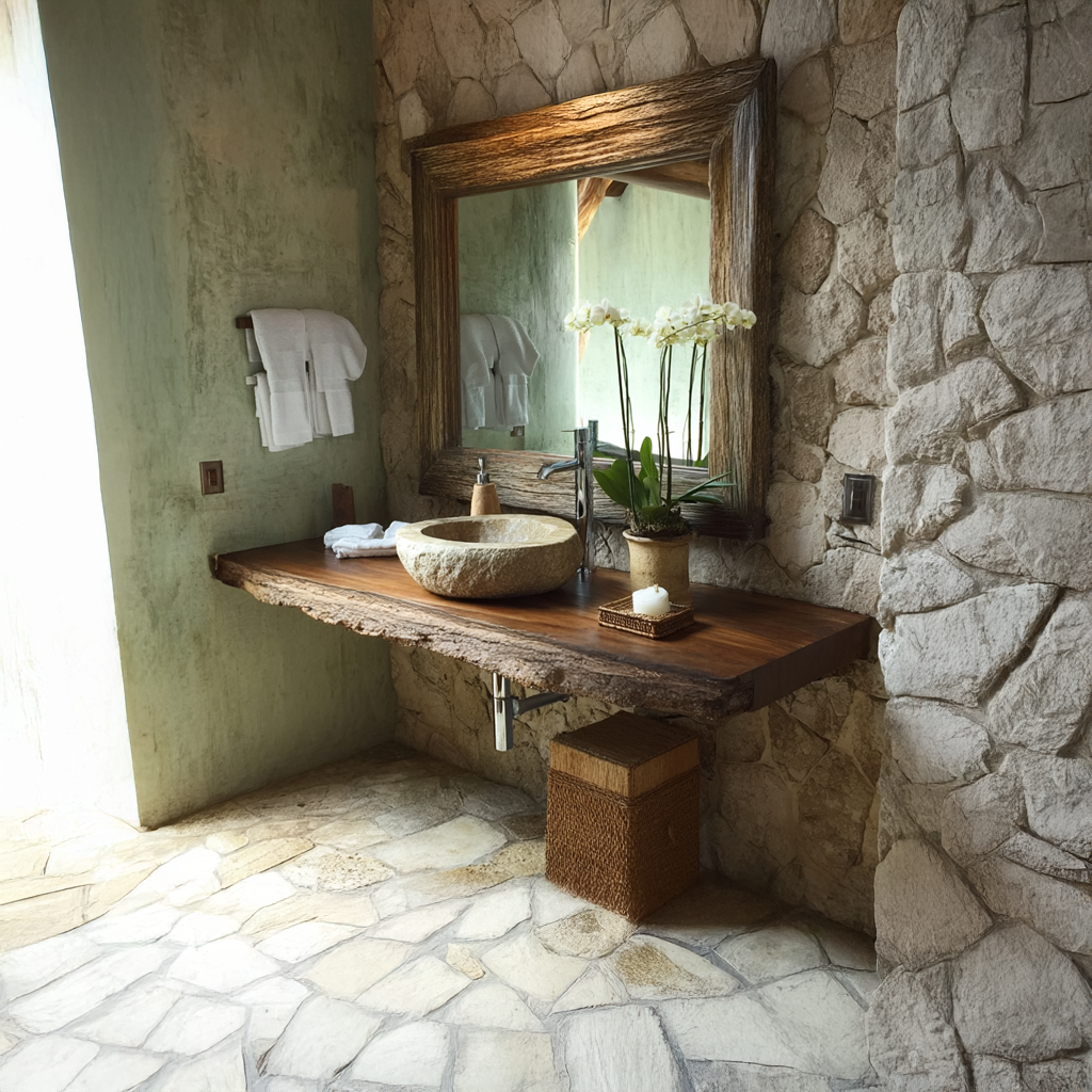 Midcentury Floating Shelf Solid Wood Vanity Bathroom SINLSABRV101