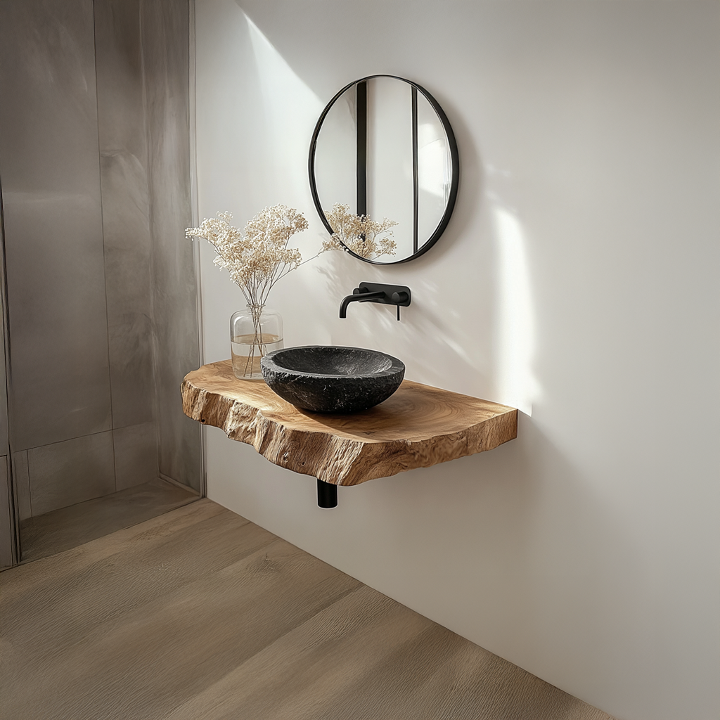 Midcentury Floating Shelf Vanity Bathroom SINLSABRV066