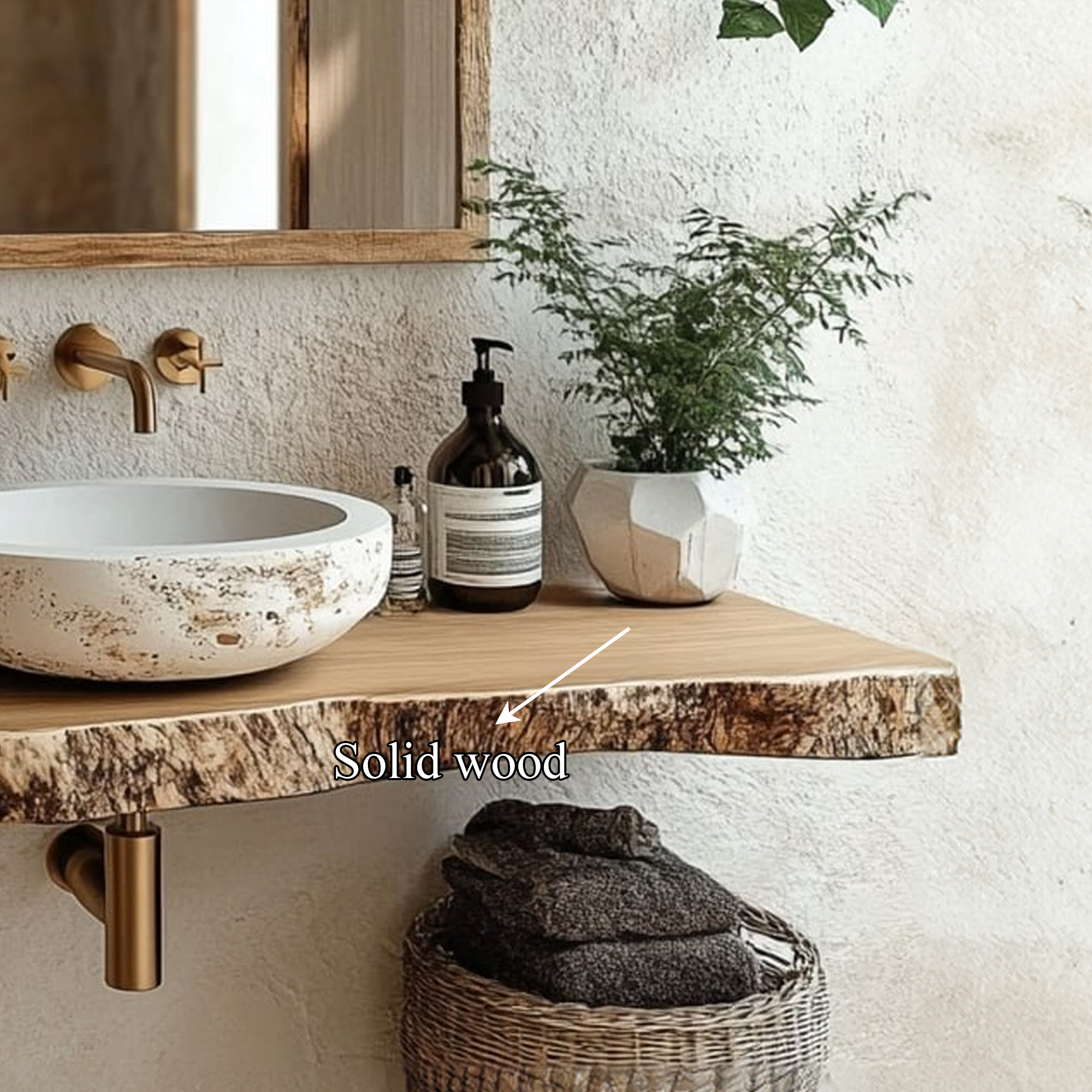 Midcentury Floating Shelf Vanity Natural Finish Bathroom SINLBRV106