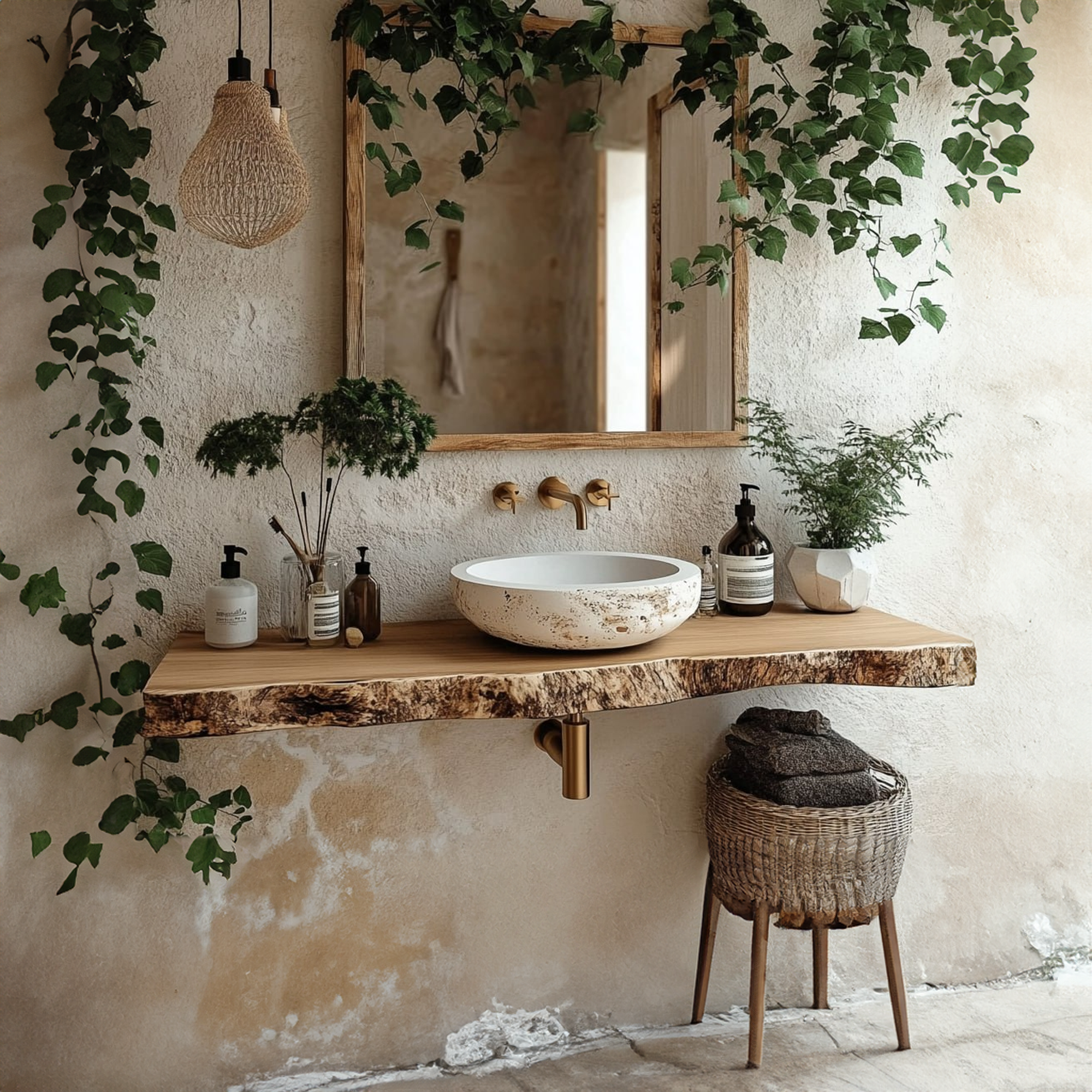 Midcentury Floating Shelf Vanity Natural Finish Bathroom SINLBRV106