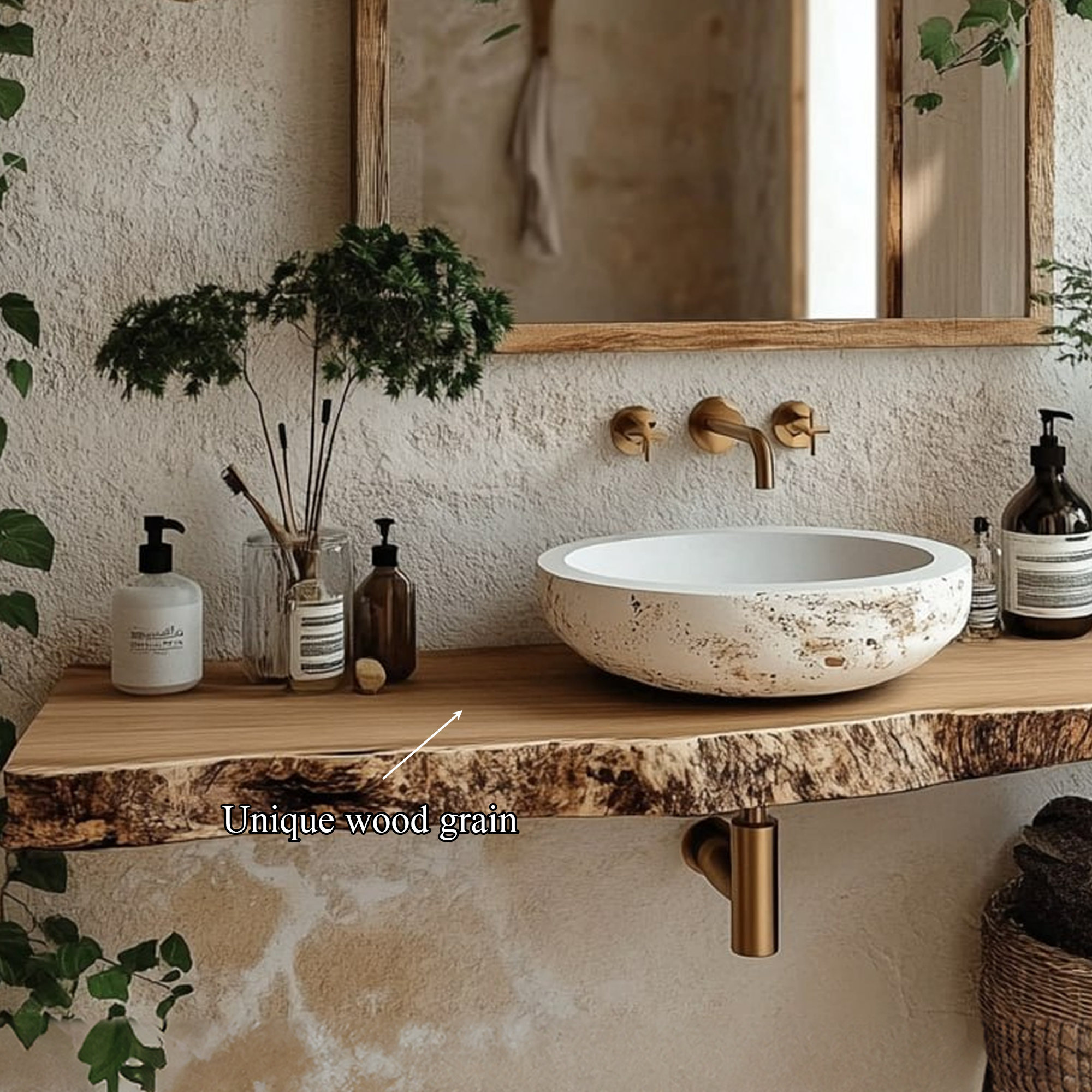 Midcentury Floating Shelf Vanity Natural Finish Bathroom SINLBRV106