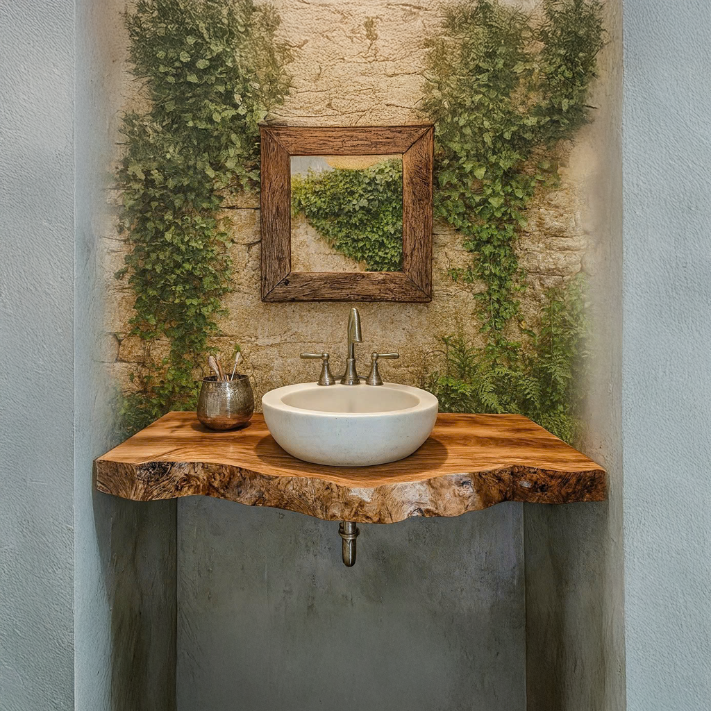 Midcentury Floating Shelf Vanity Powder Room SINLSABRV094