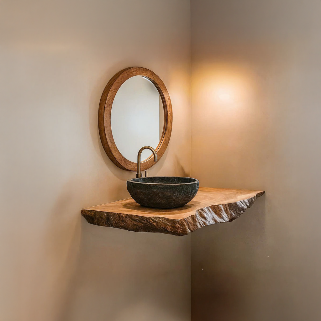 Midcentury Floating Shelf Vanity Washroom SINLSABRV093