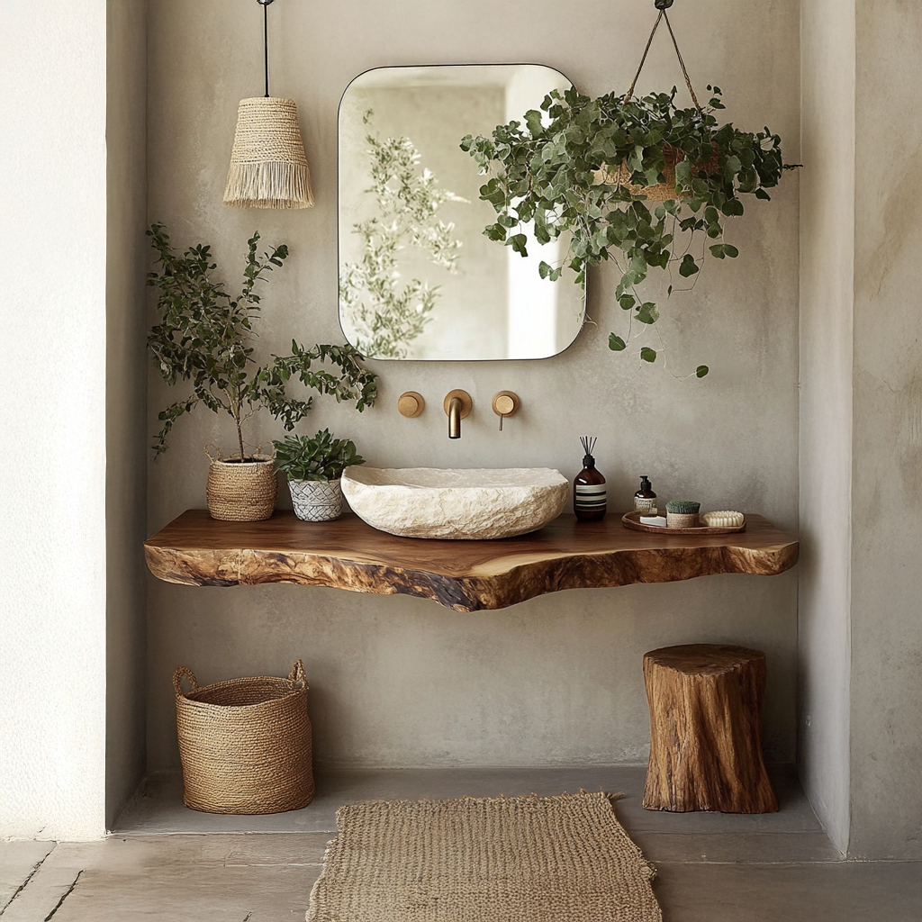 Midcentury Live Edge Shelf Vanity Bathroom SINLSABRV075