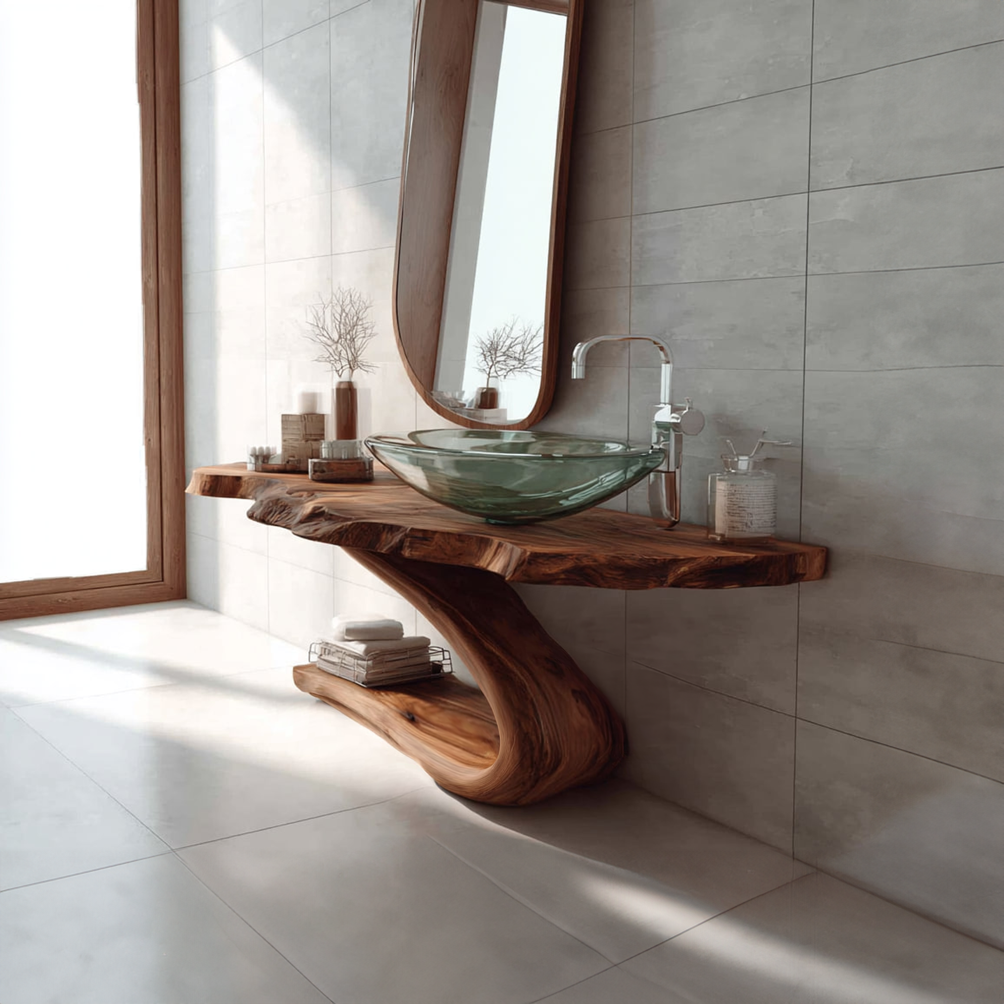 Midcentury Minimalist Pedestal Vanity Bathroom SINLKIBRV129