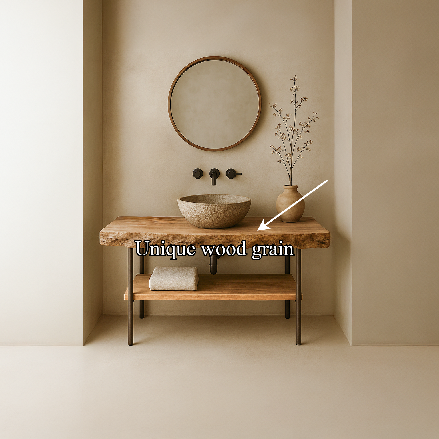 Midcentury Natural Edge Counter Bathroom SINLSABRV099