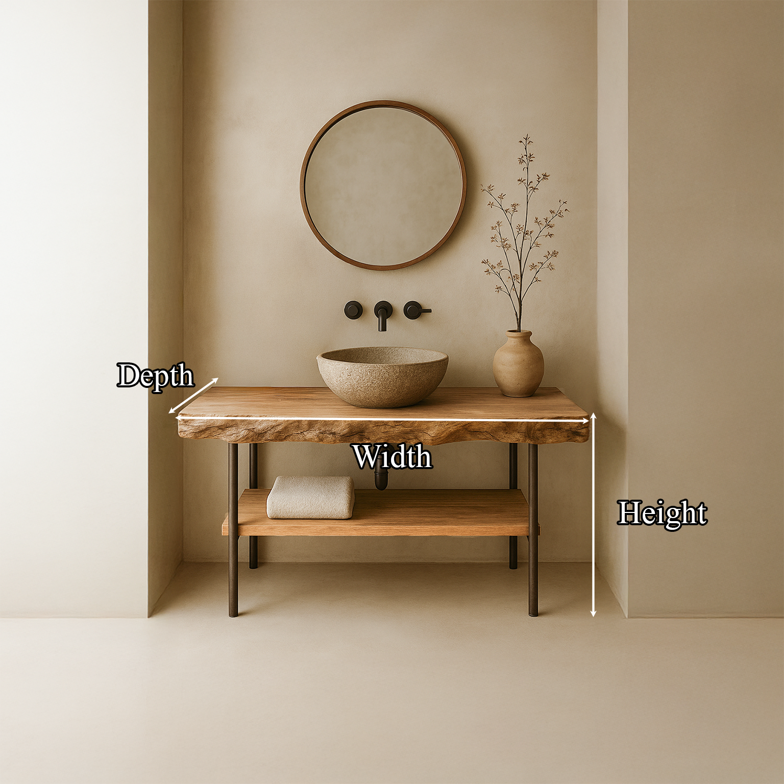 Midcentury Natural Edge Counter Bathroom SINLSABRV099