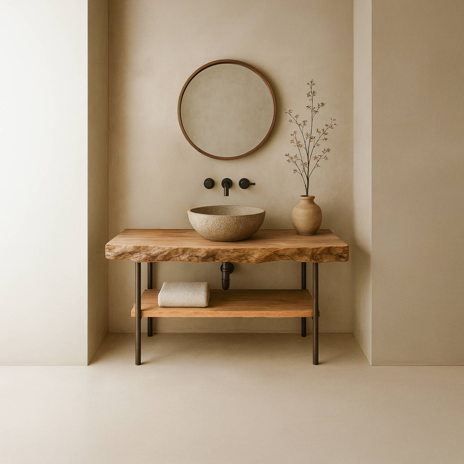 Midcentury Natural Edge Counter Bathroom SINLSABRV099