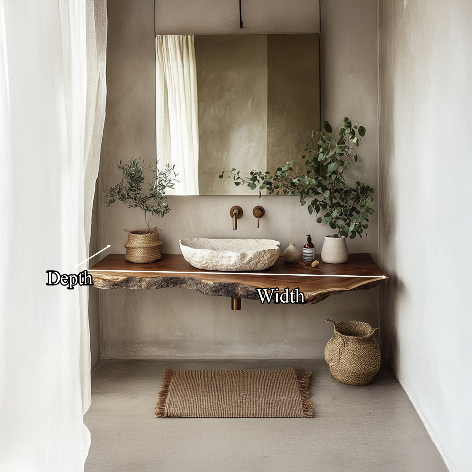 Midcentury Solid Wood Shelf Vanity Bathroom SINLSABRV074