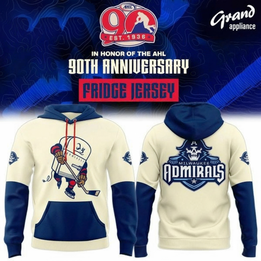 Milwaukee Admirals Celebrate 90th Season Fridge Hoodie Admirals Merch Gift For Hockey Fans