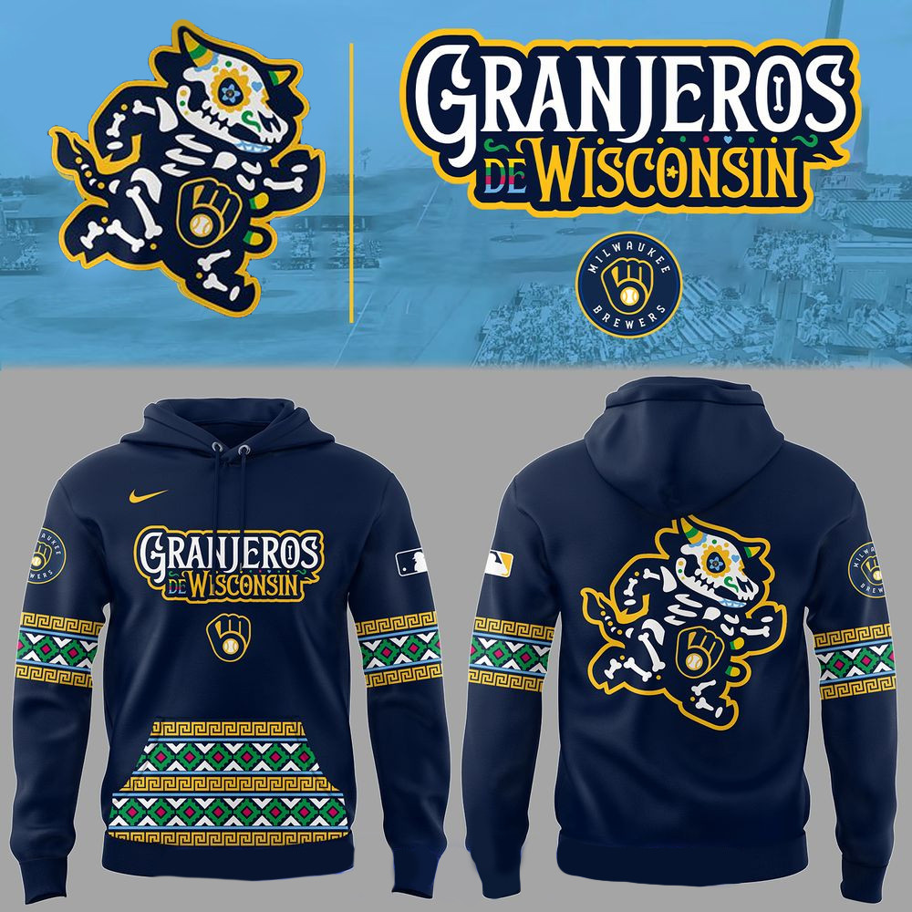 Milwaukee Brewers Baseball Granjeros De Wisconsin 2025 Navy Hoodie Gifts For Father's Day Ideas