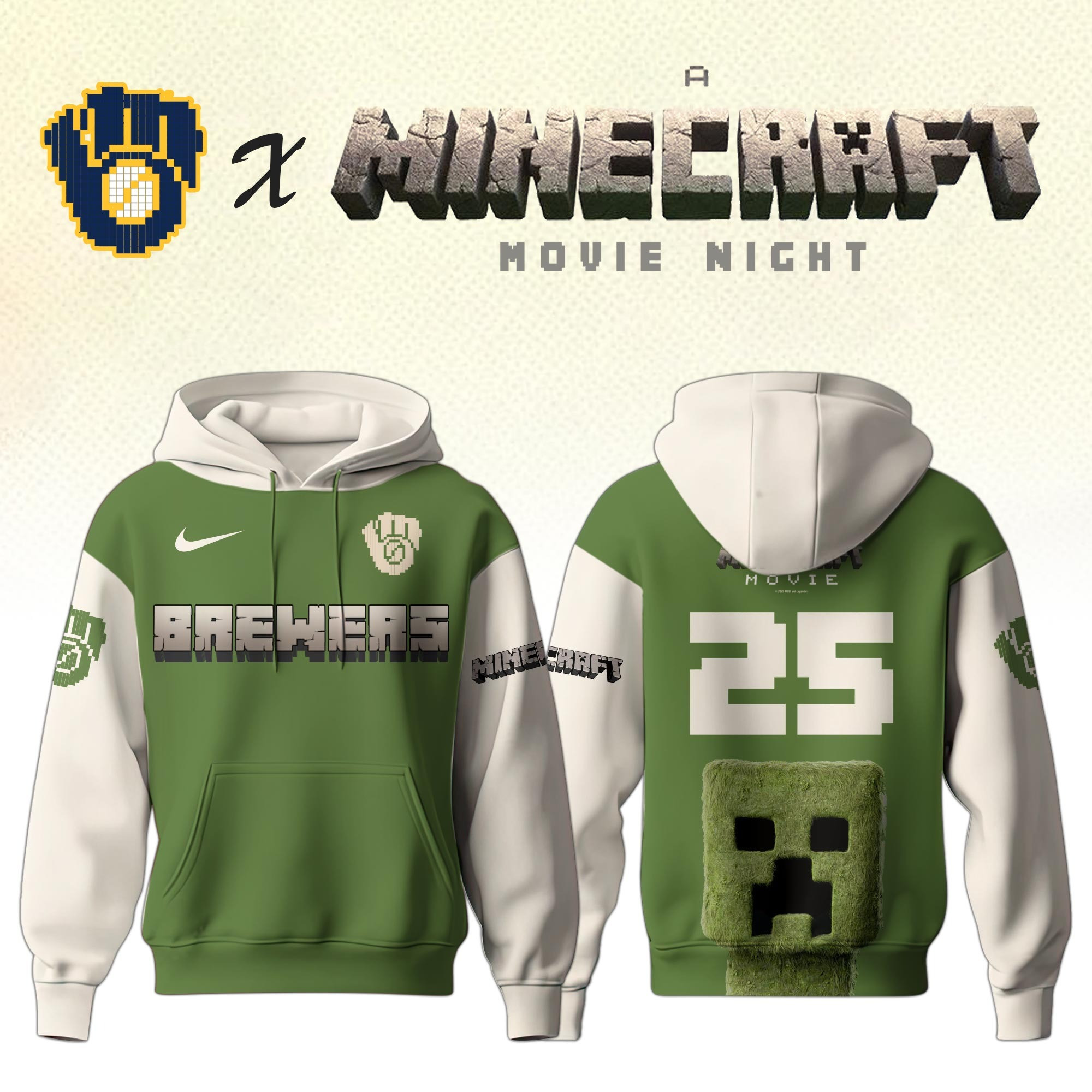 Milwaukee Brewers MLB x A MINECRAFT MOVIE Night Hoodie Unique Gifts Baseball Fans
