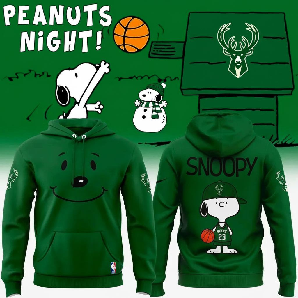 Milwaukee Bucks x Peanuts Night Hoodie Bucks Apparel Unique Basketball Fans Gifts