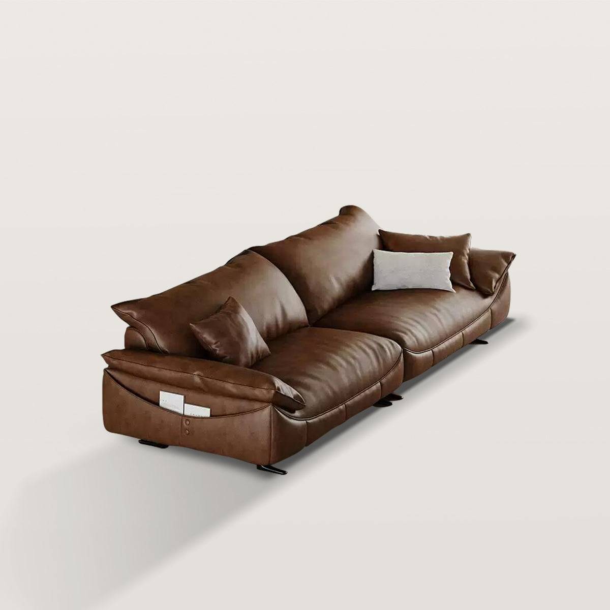 Minimalist Straight-row Sofa with Side Pocket for Living Room