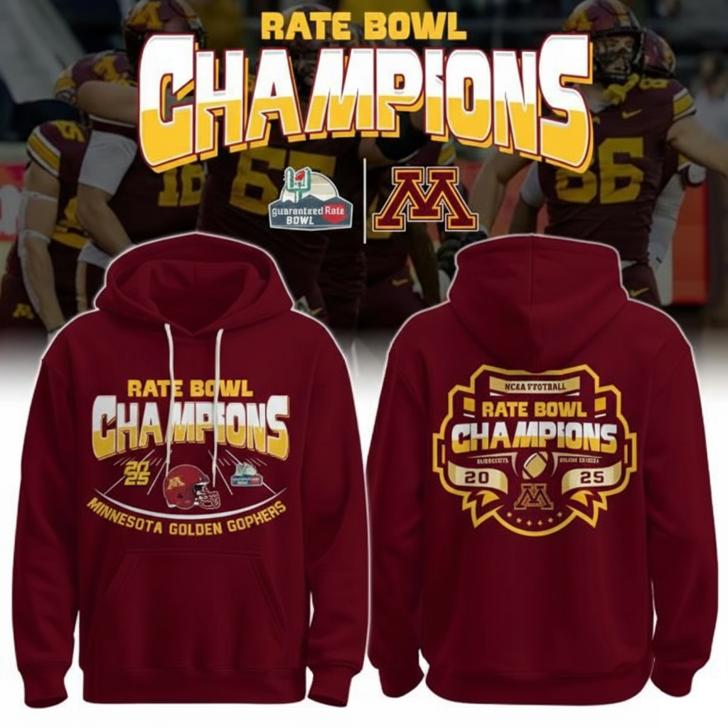 Minnesota Golden Gophers Rate Bowl Champions Hoodie Gophers Apparel Unique Gift For NCAA Fans
