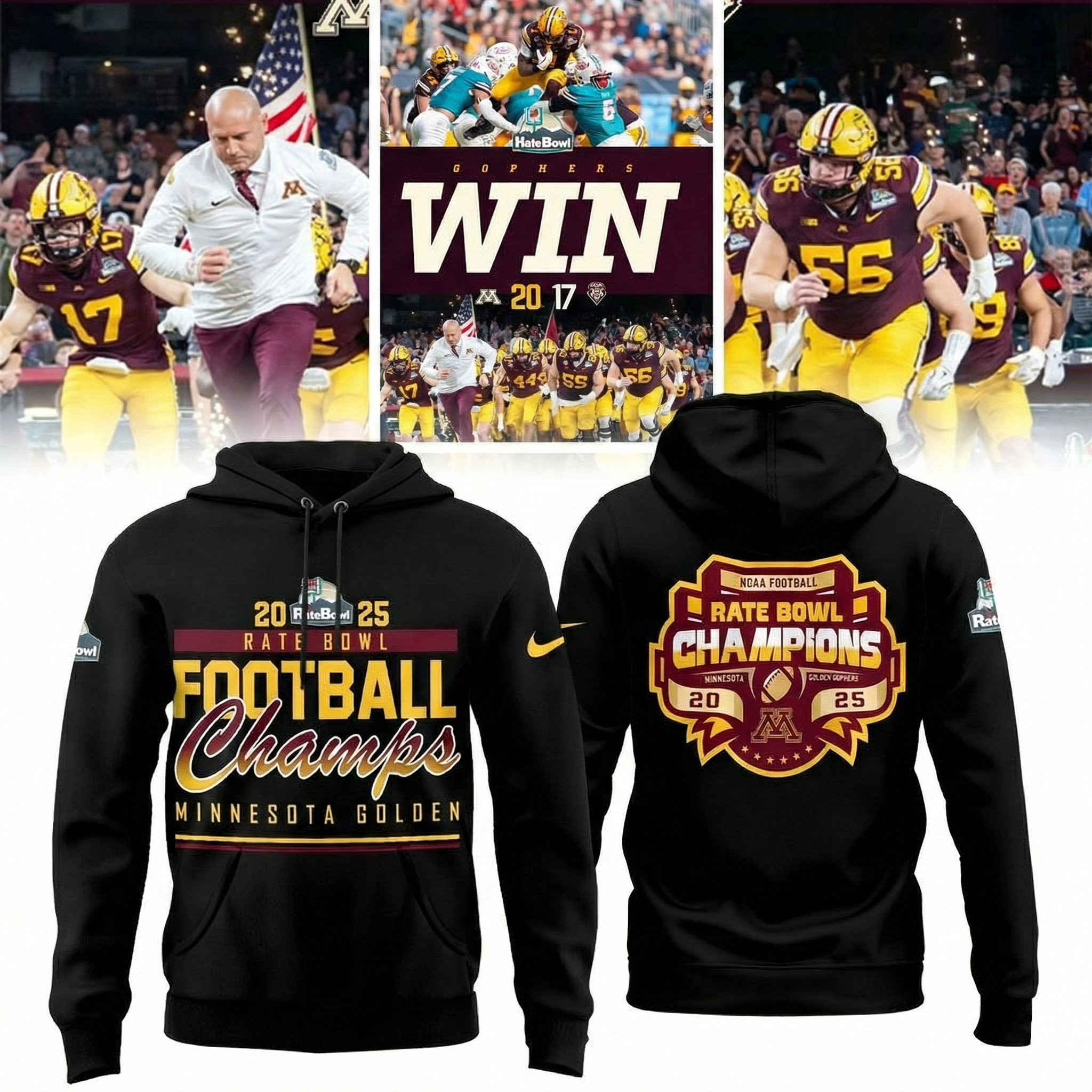Minnesota Golden Rate Bowl Champs Hoodie MIN Gophers Merchandise Best Gift For Football Fans