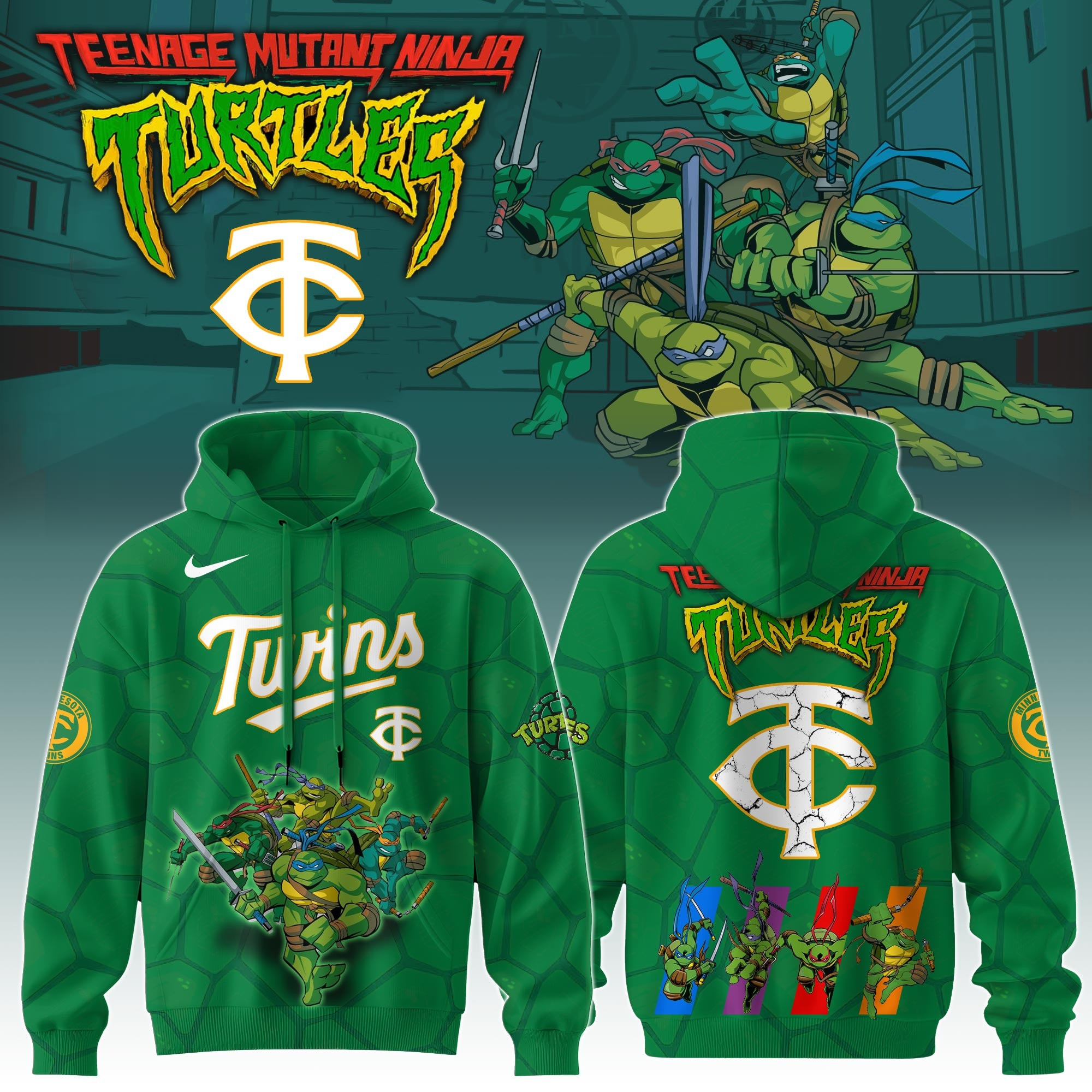 Minnesota Twins MLB X Ninja Turtles Hoodie Baseball Ninja Turtles Lovers Gifts For Fans