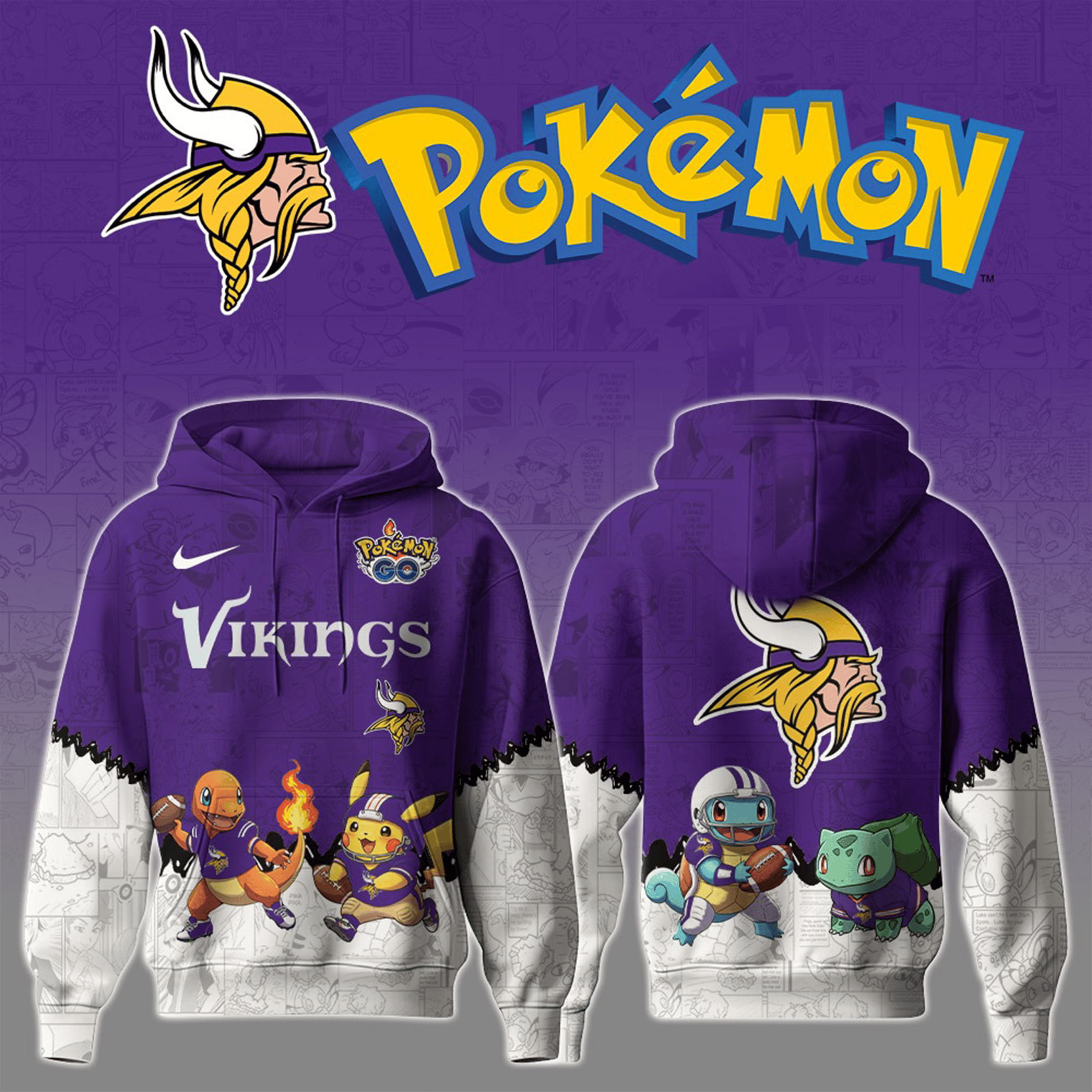 Minnesota Vikings x Pokemon Hoodie Limited Edition Vikings Merch Best Gift For Football Fans