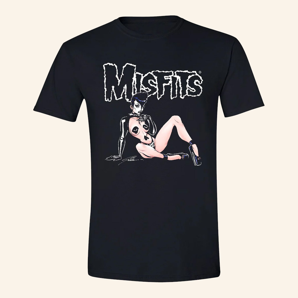 Misfits Merch Misfits Fiendish Pin Up Black T-Shirt For Rock Fans
