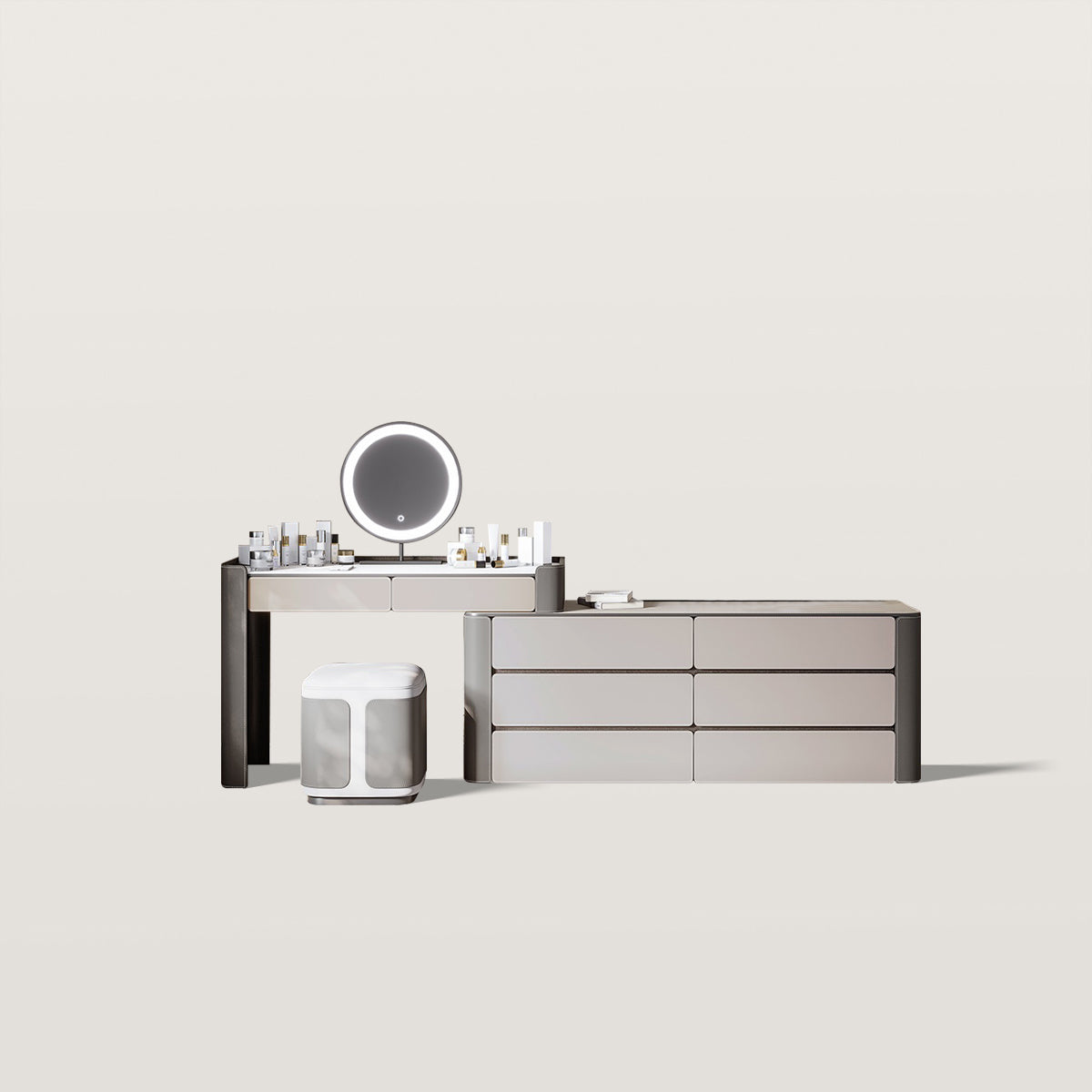 Modern Makeup Vanity with Large Capacity Cabinet