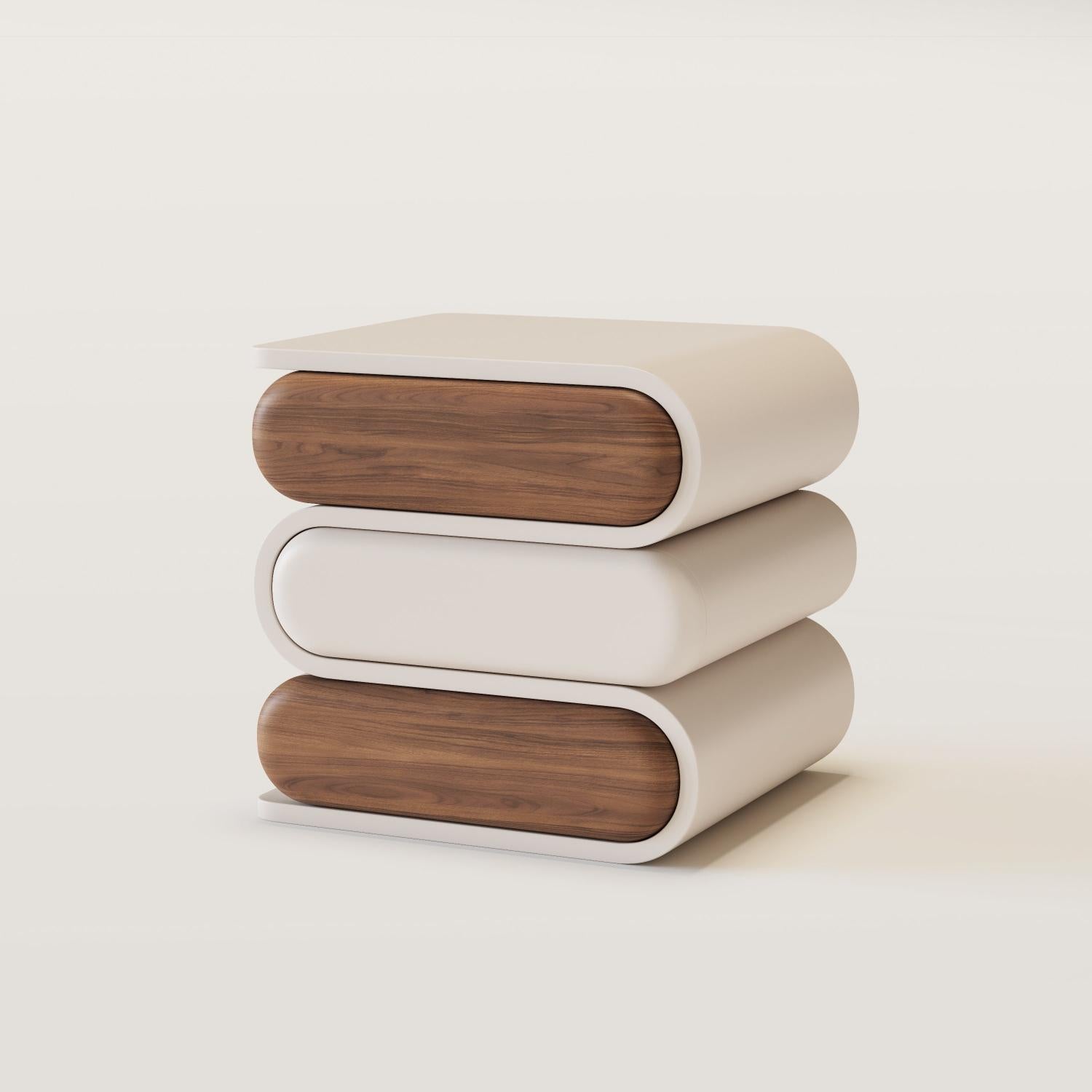 Modern Minimalist Nightstand with 3 Wooden Drawers