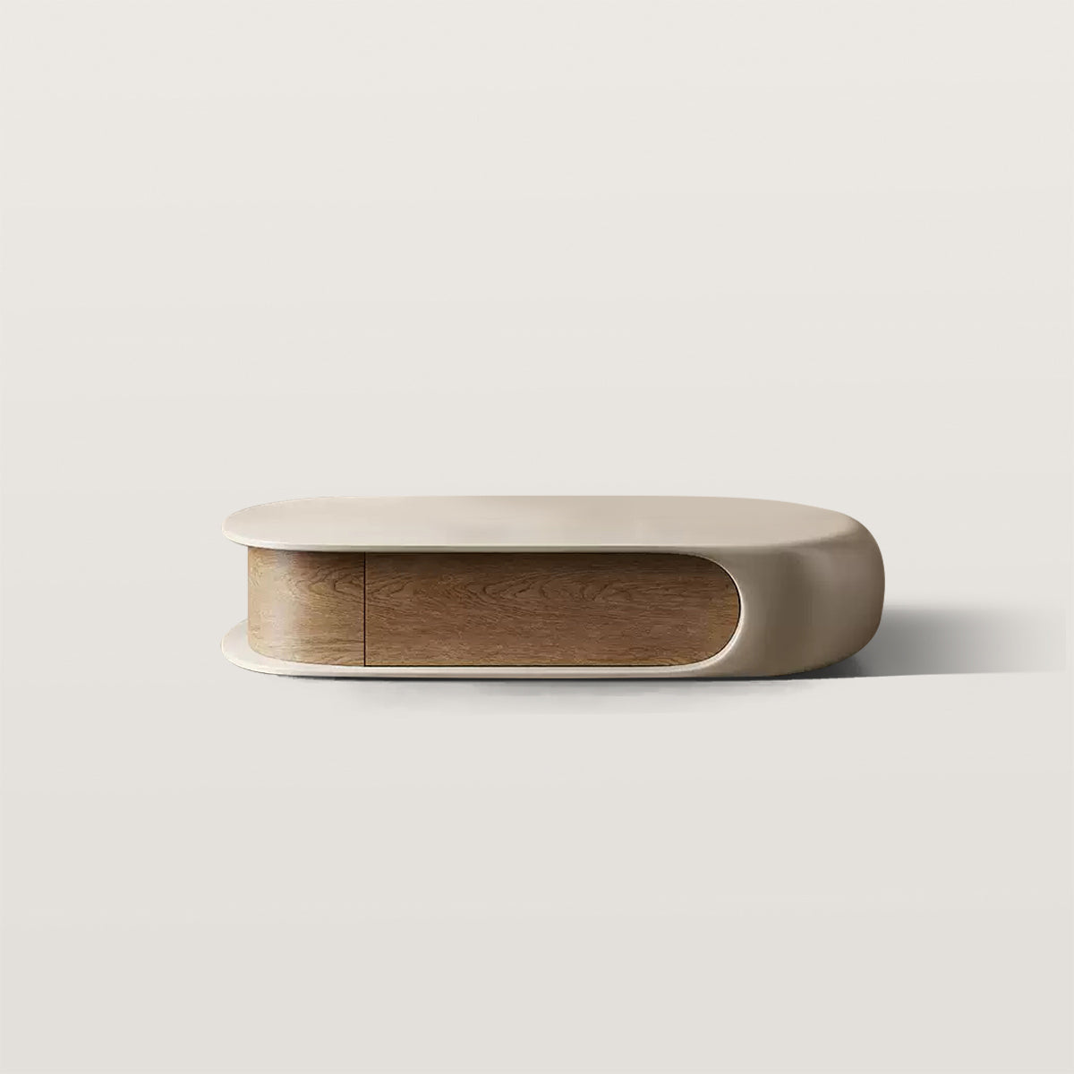 Modern Pebble Curved Coffee Table with Storage