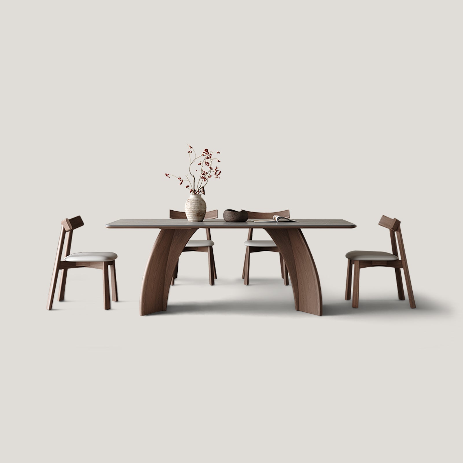 Modern Rectangle Dining Table Set Wooden Base Desk Set