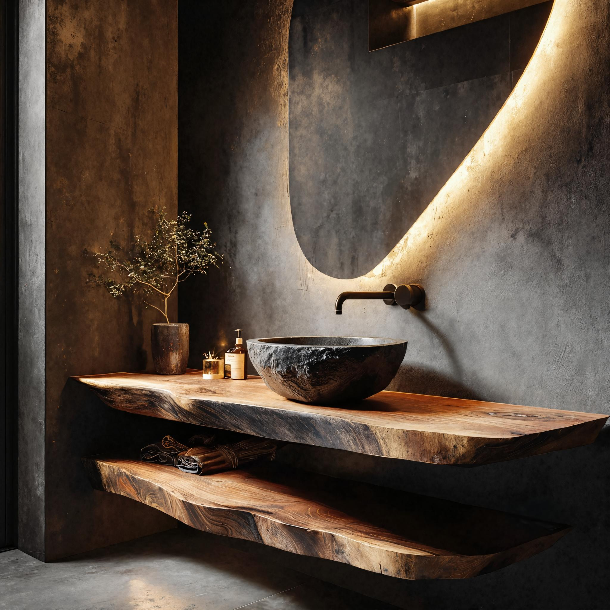 Modern Rustic Bathroom Vanity Wall Floating Wood Counter SINLKIBRV251