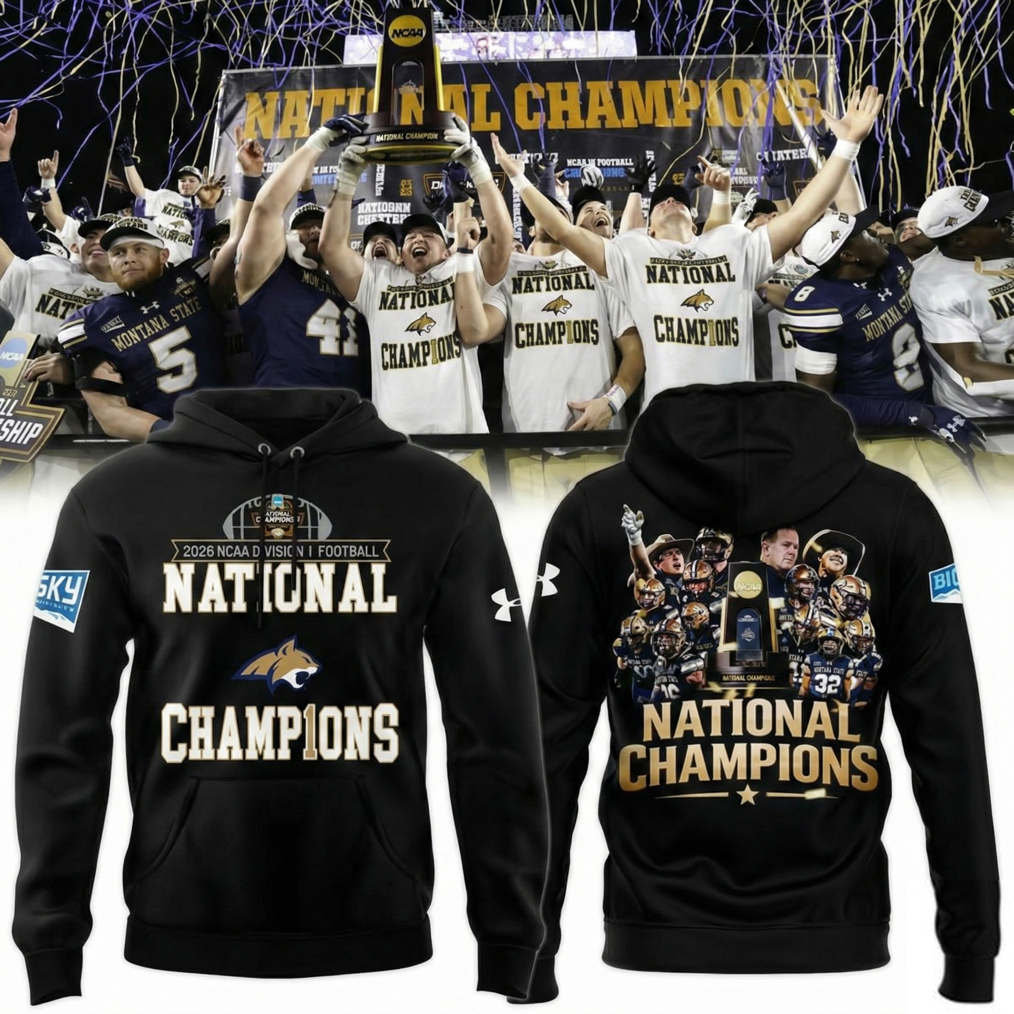 Montana State Bobcats FCS National Champions Division I Hoodie Bobcats Merch Best Gift For Football Fans