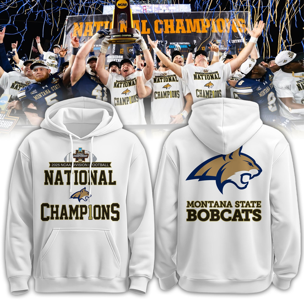 Montana State Bobcats Football 2025 NCAA FCS National Champions White Hoodie Best Gift For Football Fans
