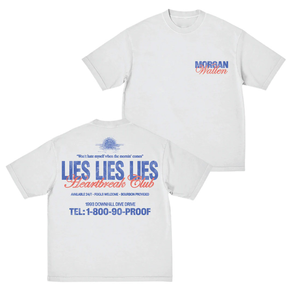 Morgan Wallen Tour 2025 Merch Lies Lies Lies T-Shirt Heartbeat Club Concert Fan Apparel