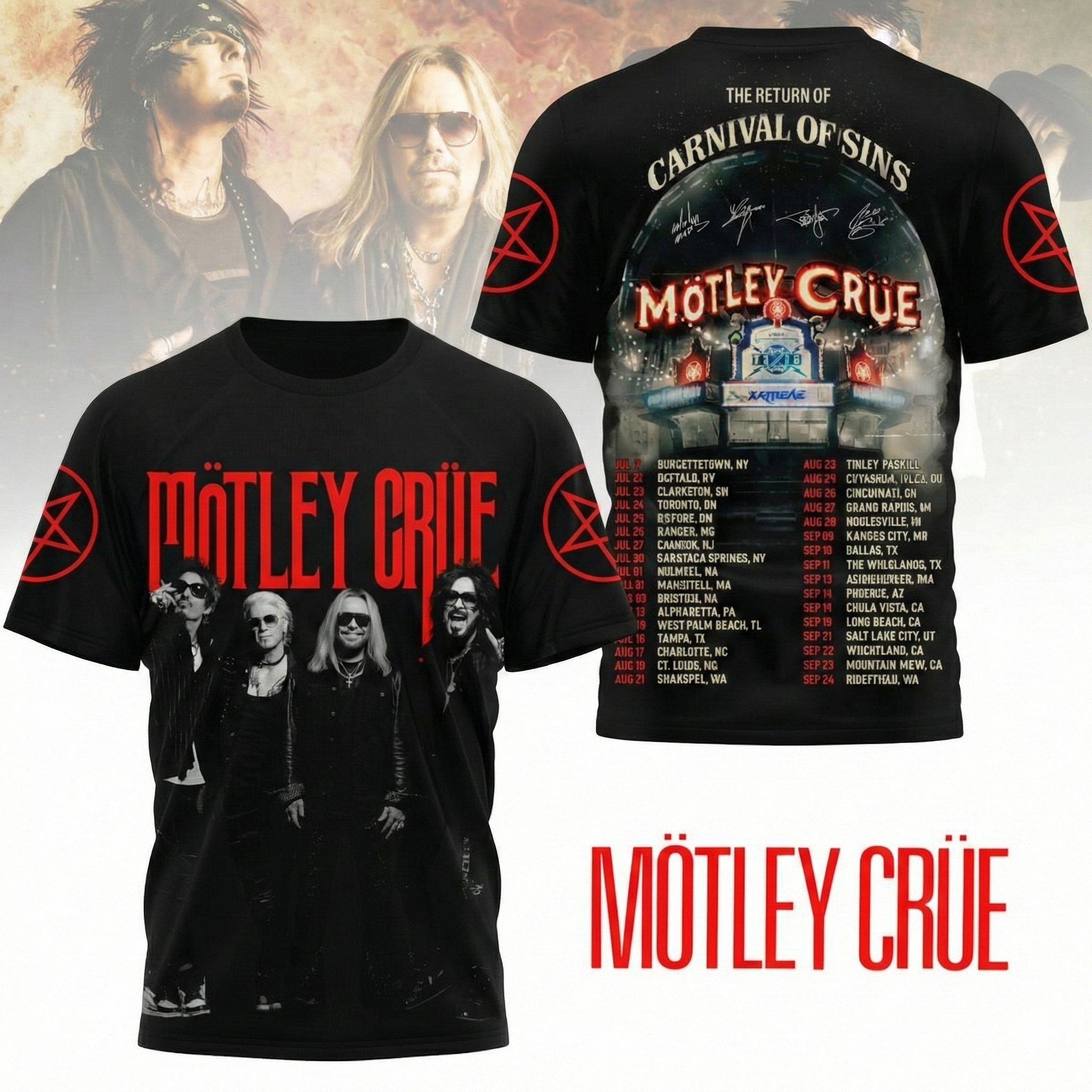 Motley Crue Merch The Return Of Carnival Of Sins Tour T-Shirt Motley Crue Tour Merch Rock Fans Gifts