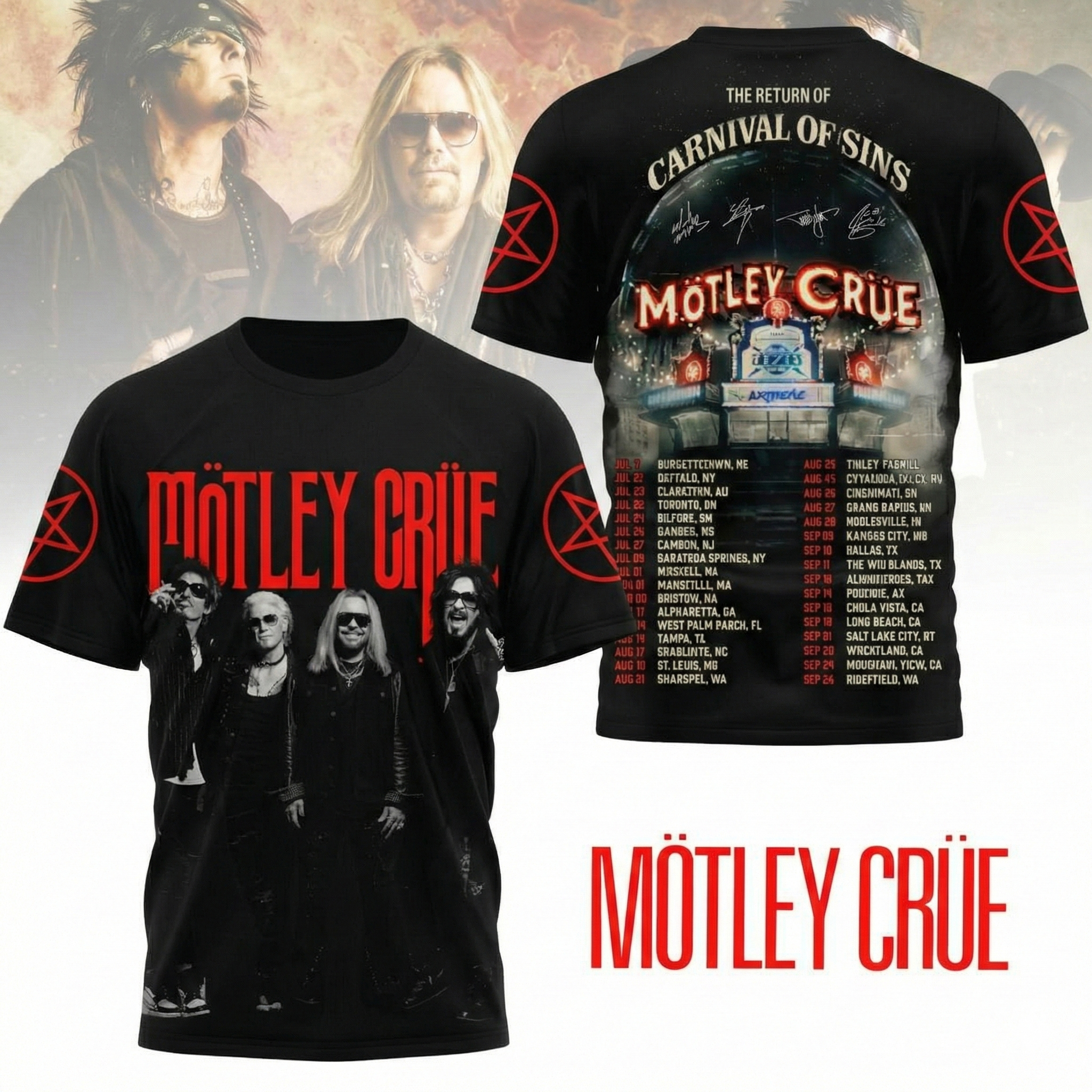 Motley Crue The Return Of Carnival Of Sins Tour T-Shirt Motley Crue Merch Cool Gift For Rock Music Fans