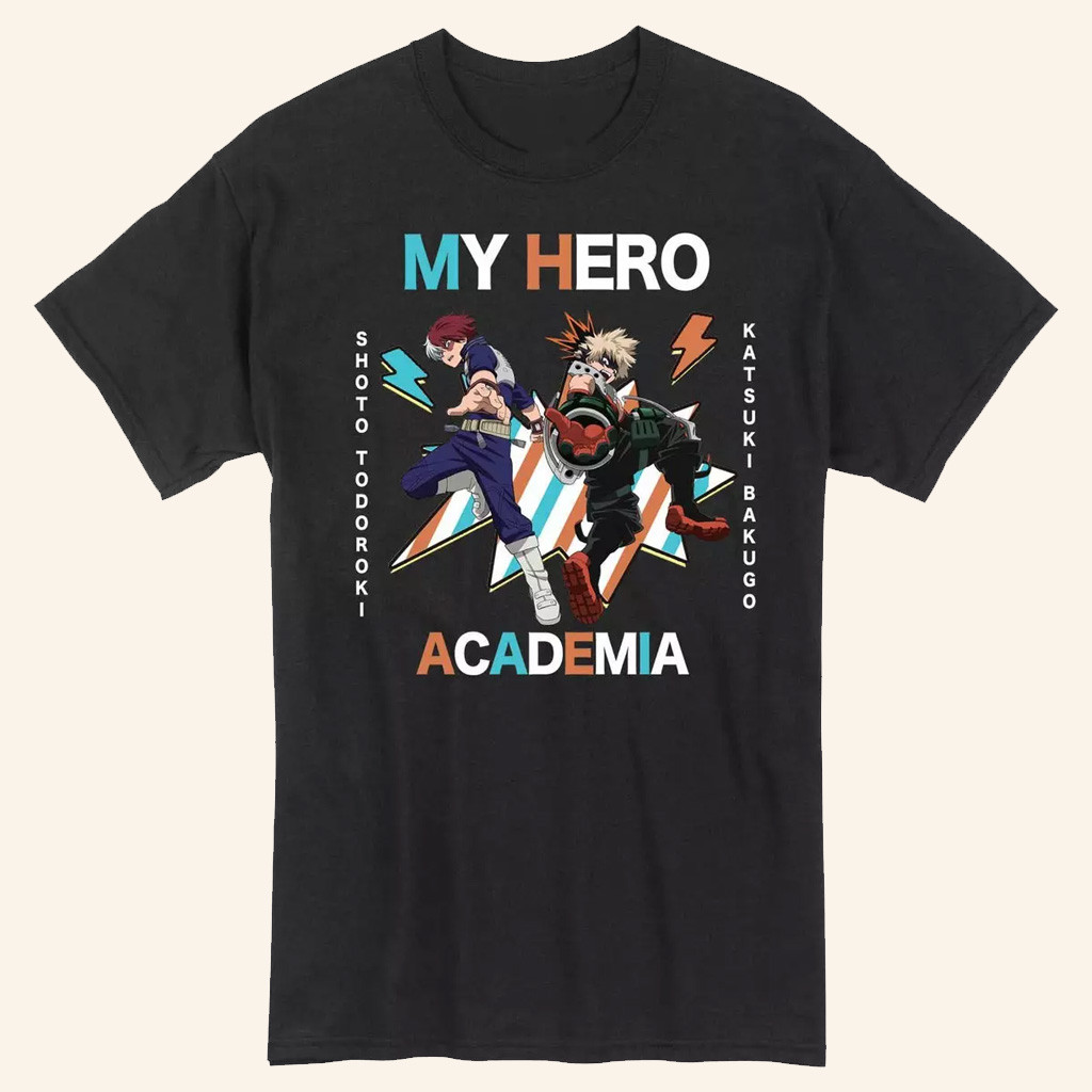 My Hero Academia Merch My Hero Academia Bakugo And Todoroki Team Up T-Shirt For Son