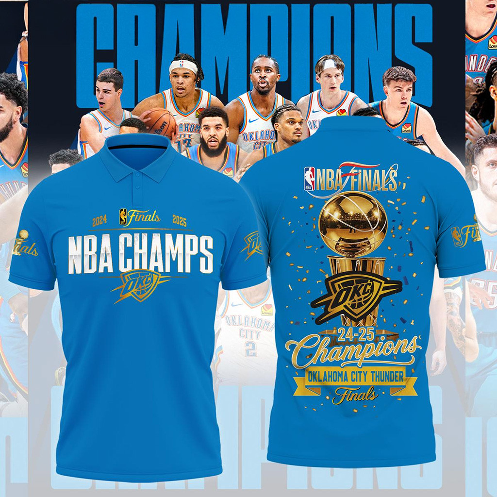 NBA Finals 2025 Champions Oklahoma City Thunder Polo Shirt