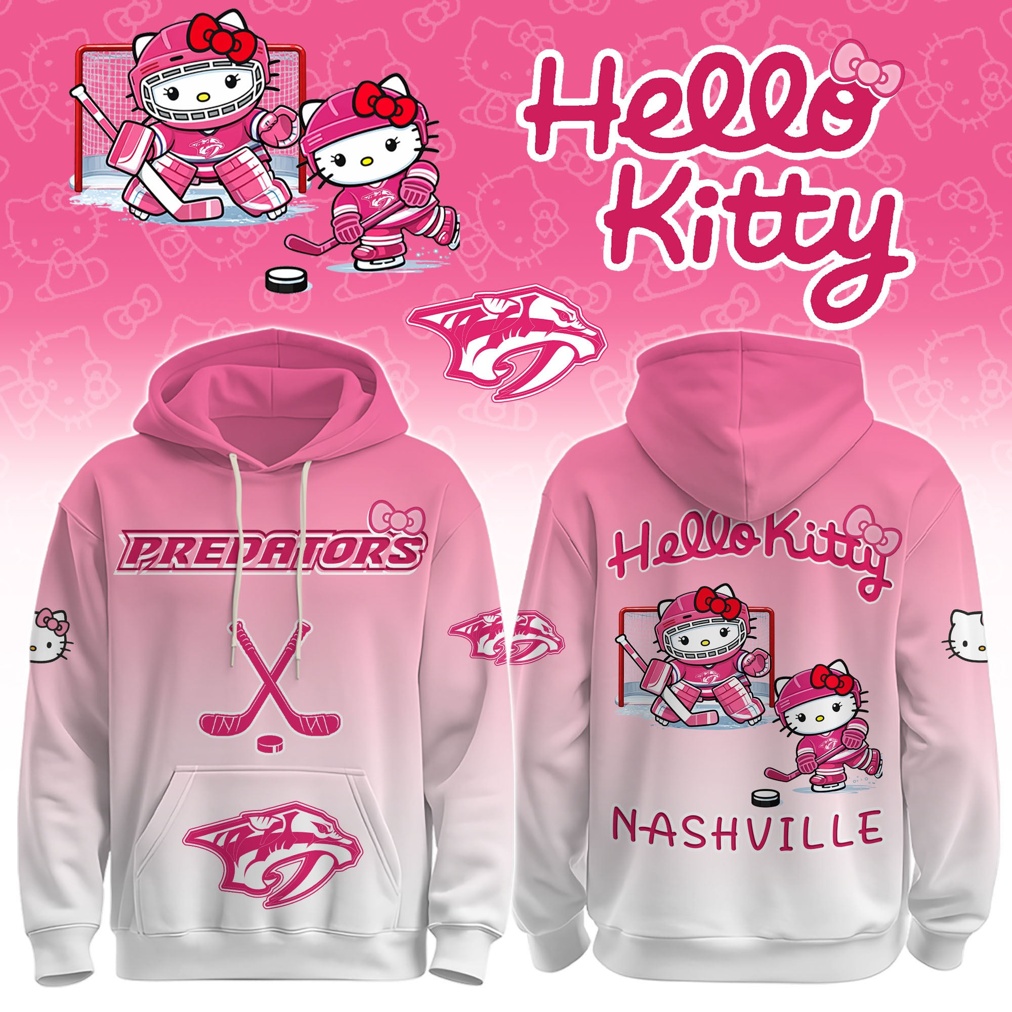 Nashville Predators X Hello Kitty Pink Hoodie Gift For Friends