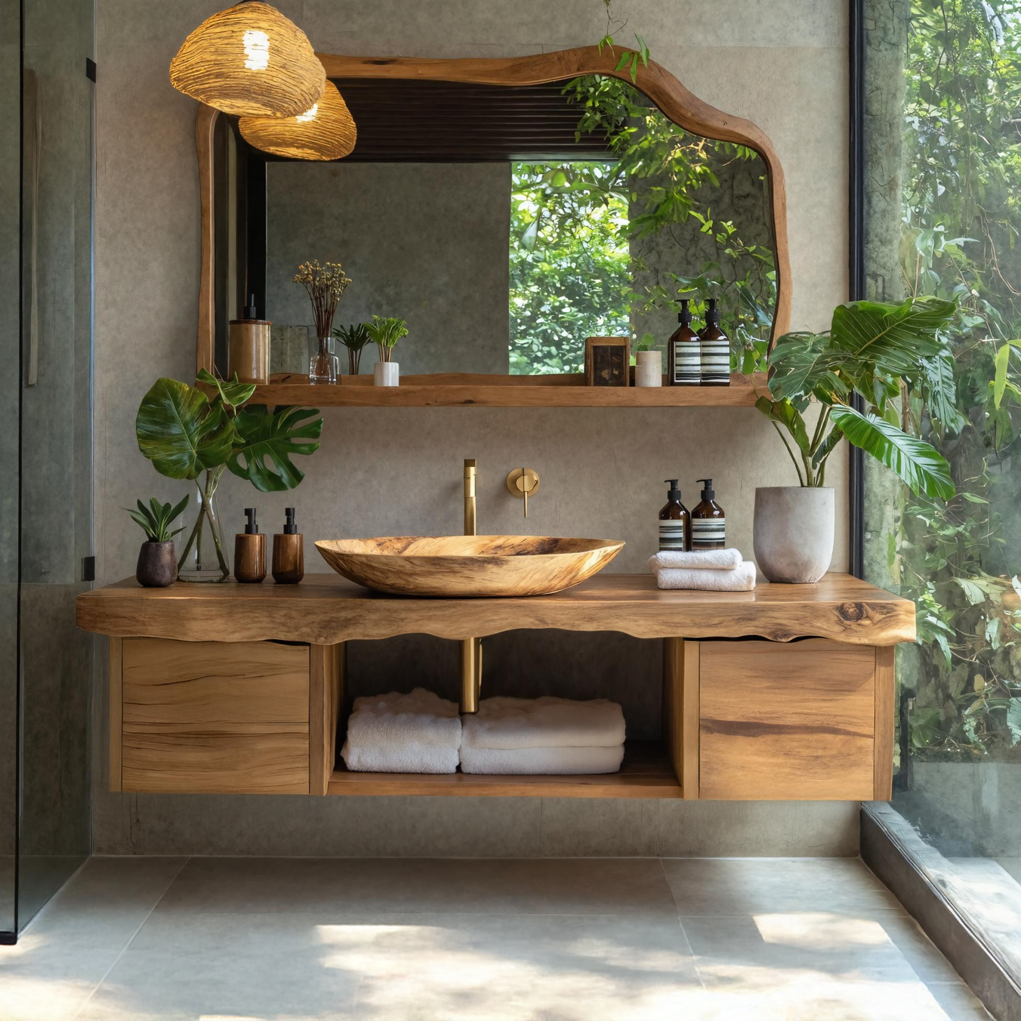 Natural Wood Floating Vanity For Bathroom Upgrade SILDTTRBRV032