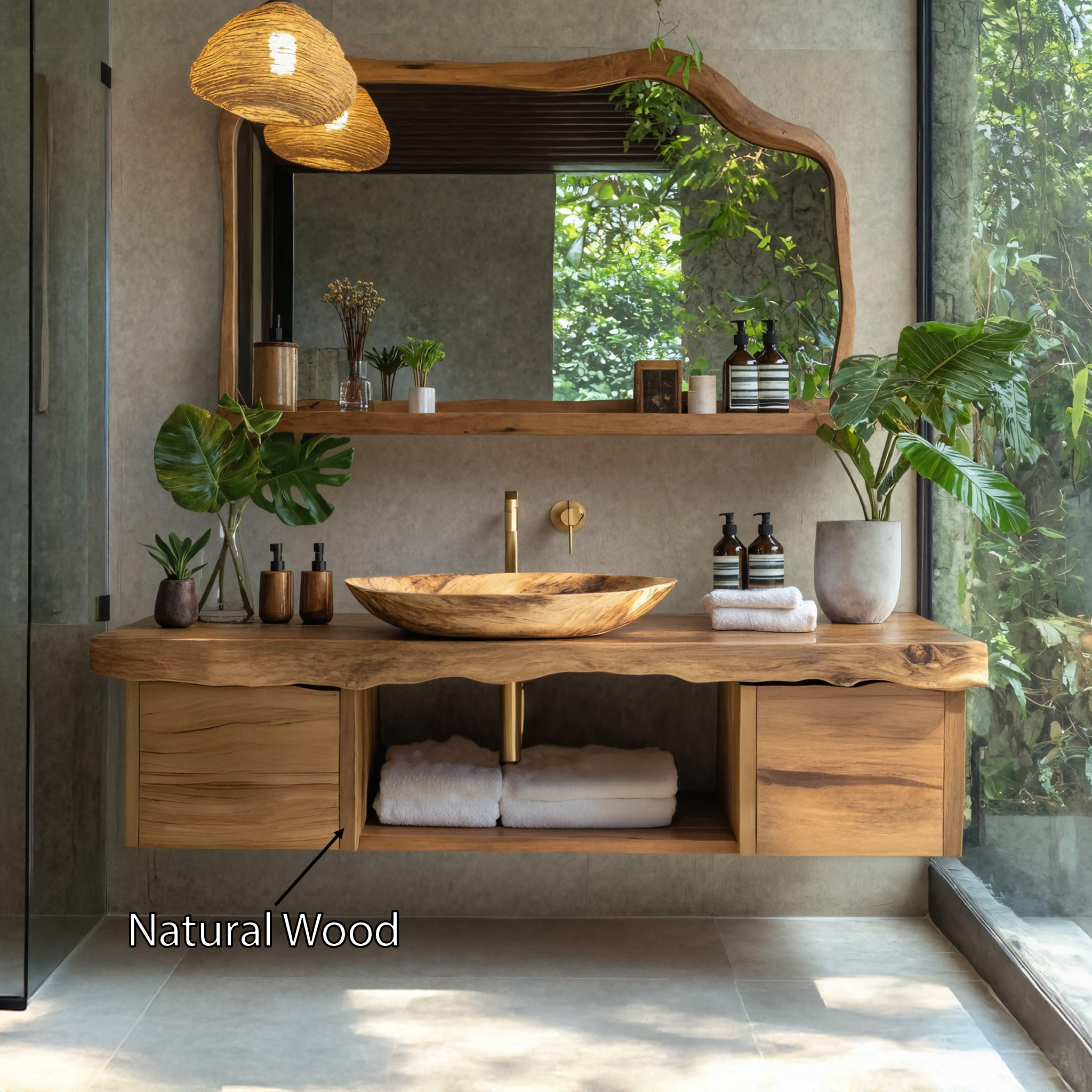 Natural Wood Floating Vanity For Bathroom Upgrade SILDTTRBRV032