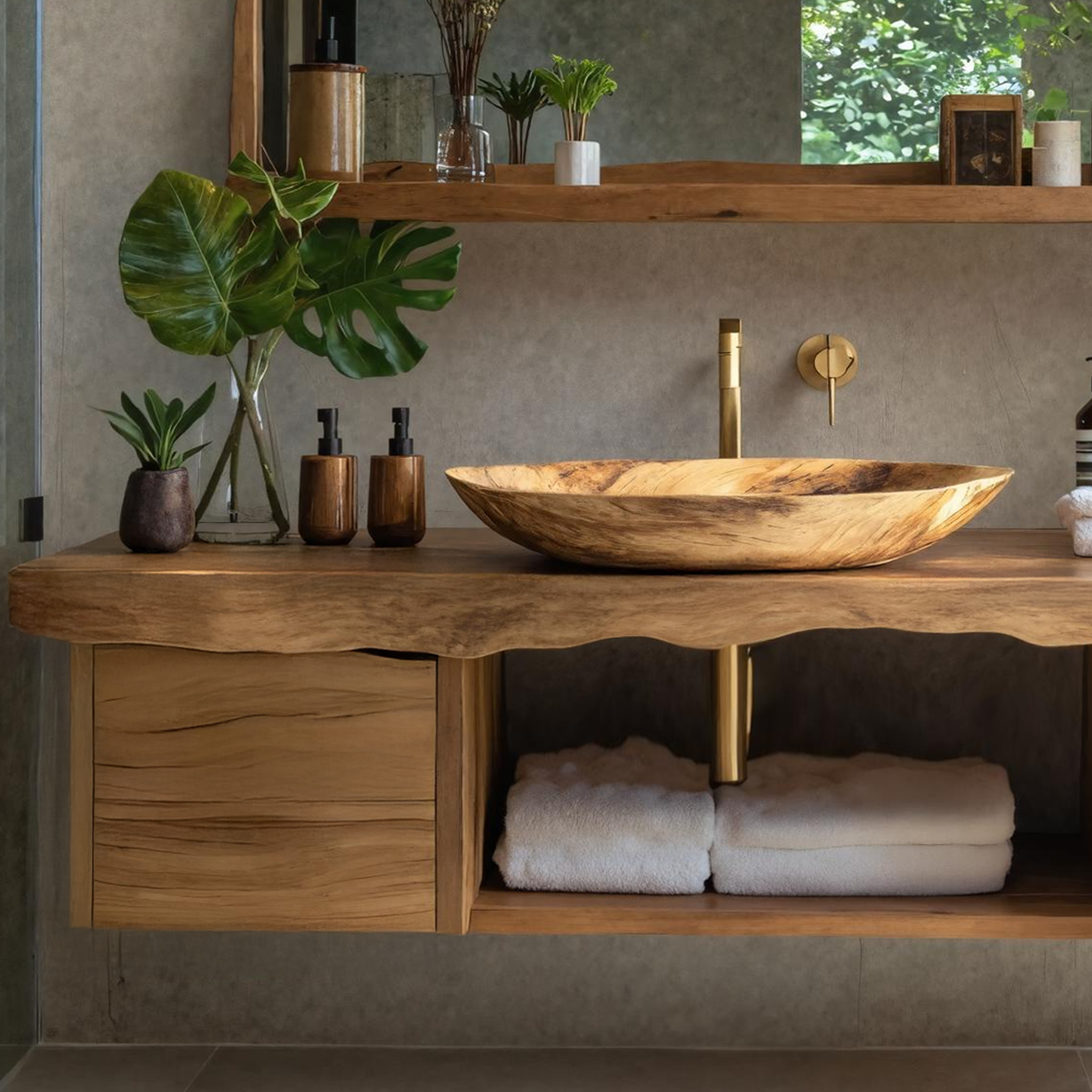 Natural Wood Floating Vanity For Bathroom Upgrade SILDTTRBRV032